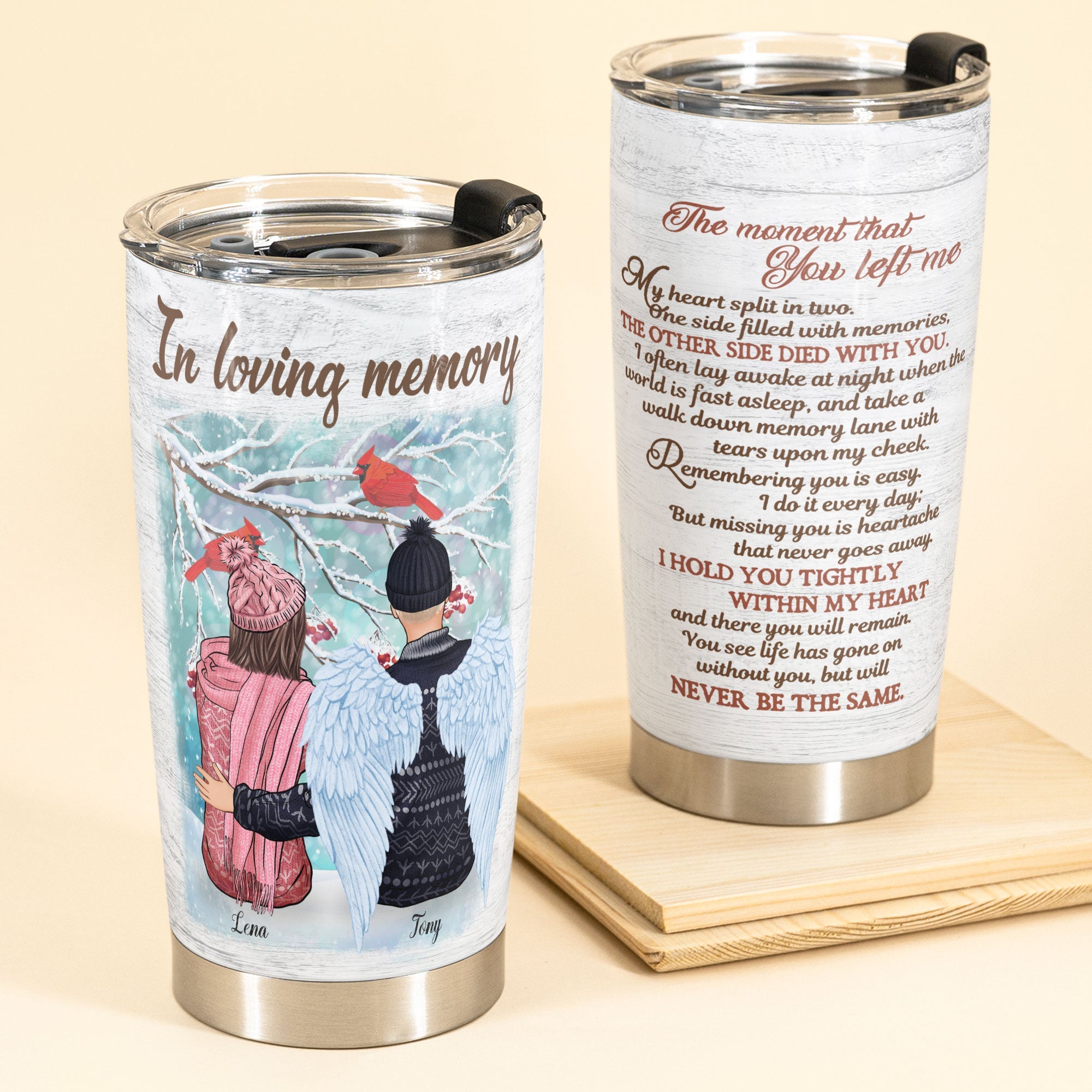 In Loving Memory - Personalized Tumbler Cup - Sympathetic Gift For Family Memorial