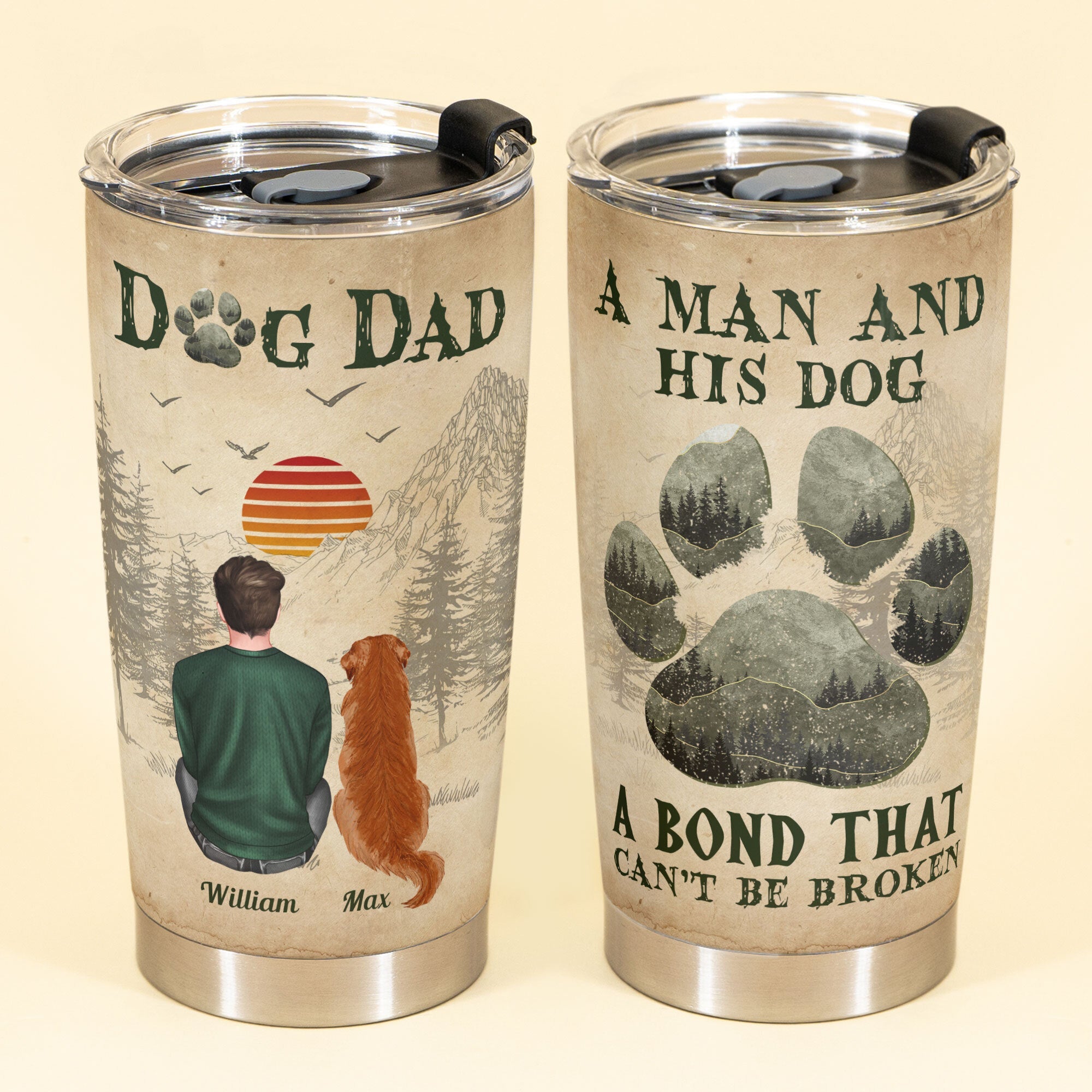 A Man And His Fur Babies Unbreakable Bond - Personalized Tumbler Cup