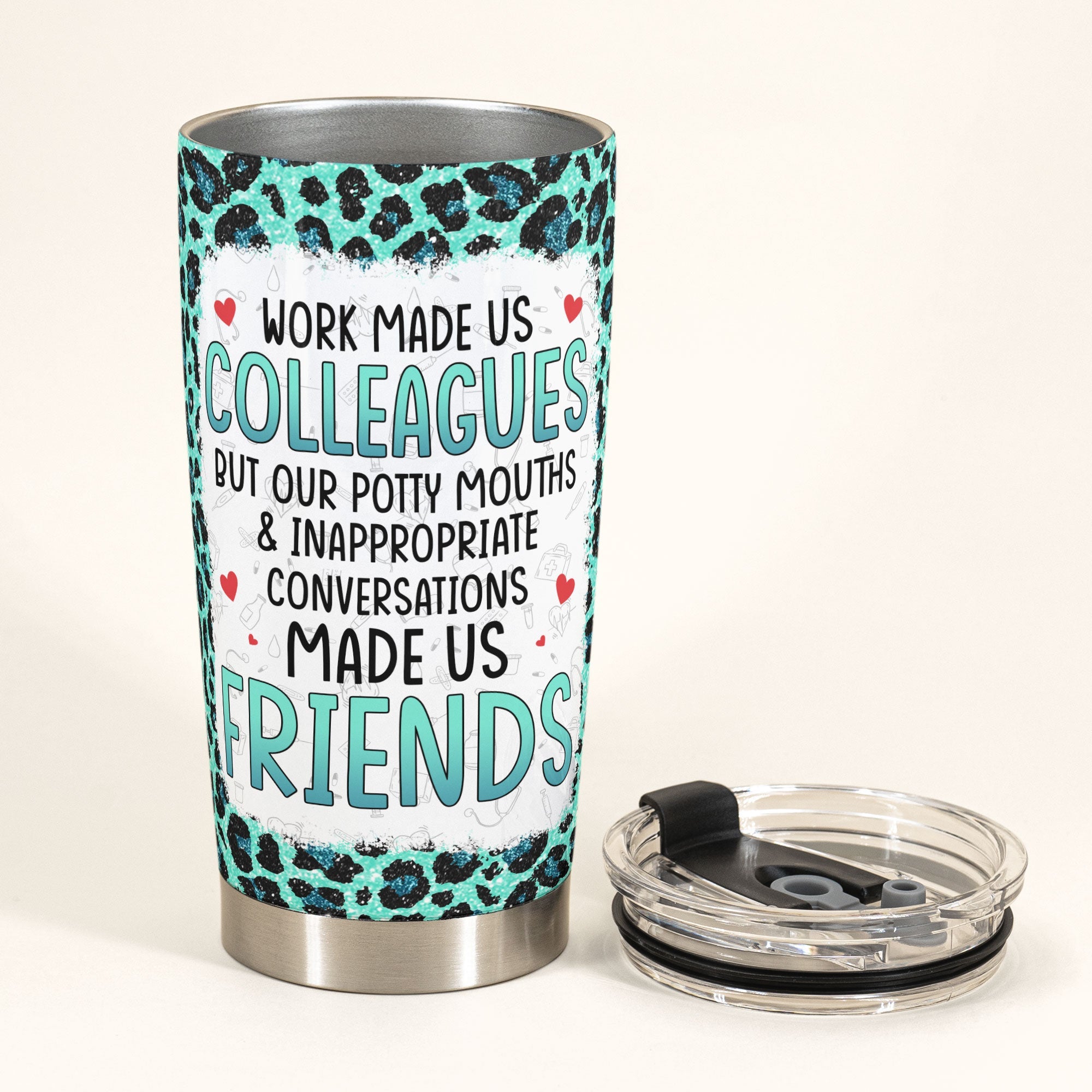 Scrub Besties Work Made Us Colleagues - Personalized Tumbler Cup