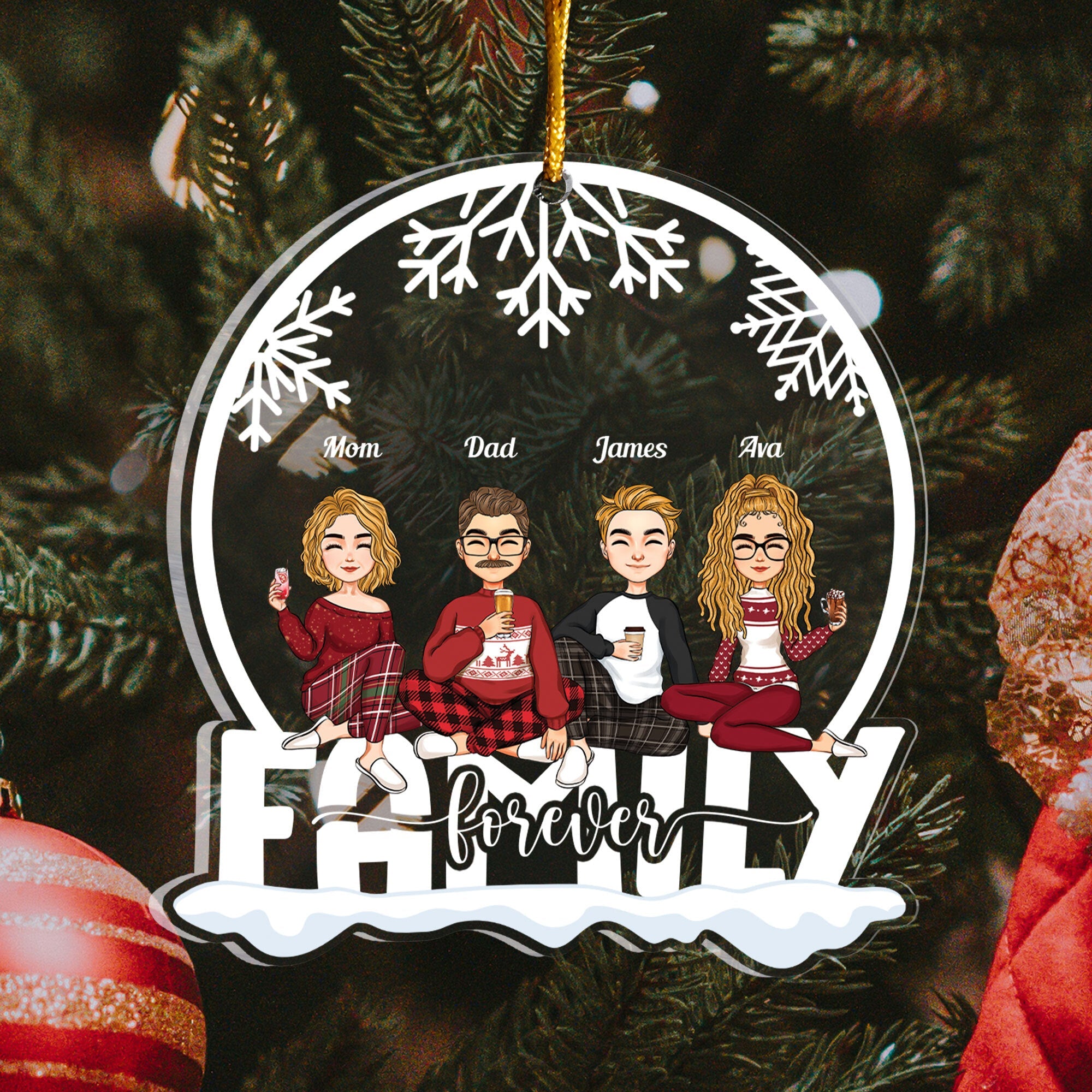 Sisters Forever - Personalized Custom Shaped Acrylic Ornament - Christmas Gift For Family, Sisters, Brothers