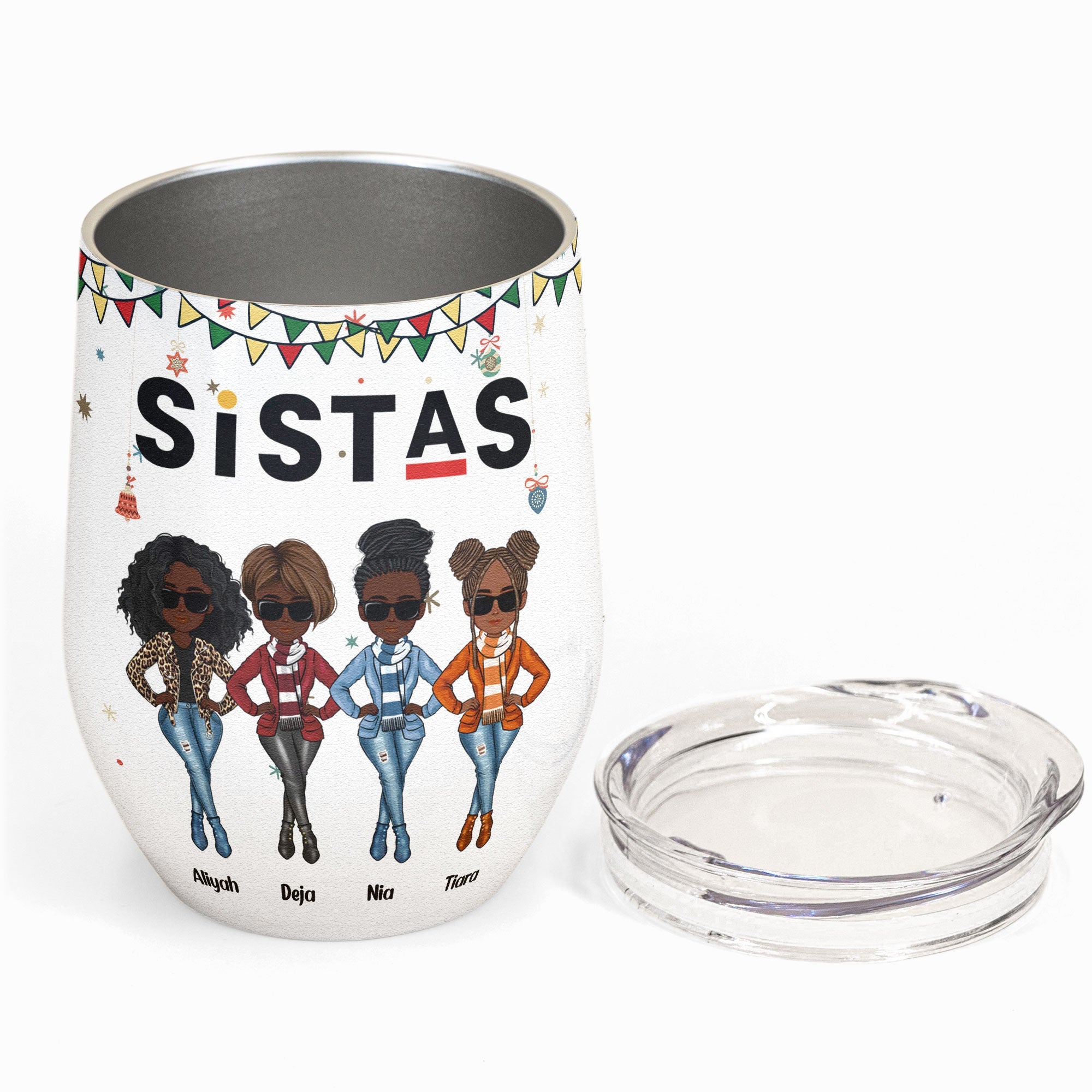 Sistas Black Girl Magic - Personalized Wine Tumbler - Birthday Gifts For Black Women, Sistas, Soul Sisters