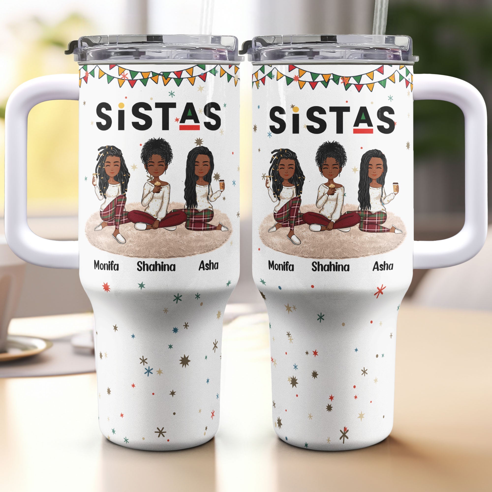 Sistas Forever - Personalized 40oz Tumbler With Straw