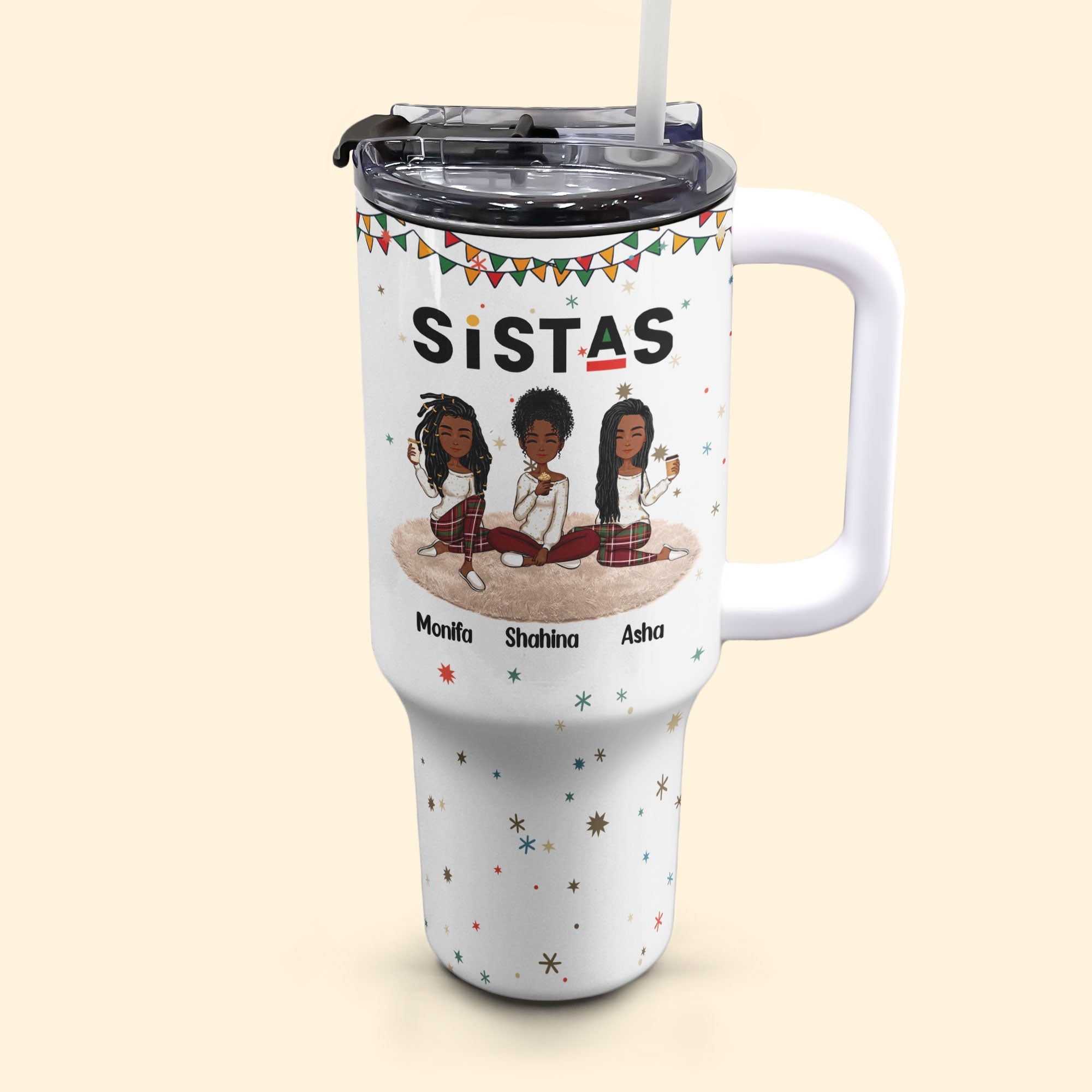 Sistas Forever - Personalized 40oz Tumbler With Straw