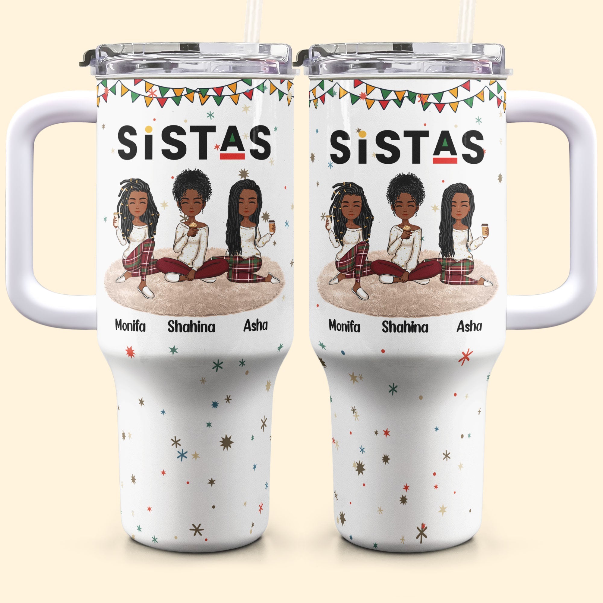 Sistas Forever - Personalized 40oz Tumbler With Straw