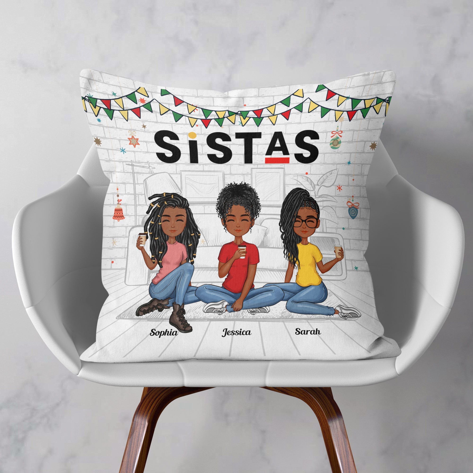 Sistas Forver - Personalized Pillow (Insert Included) - Birthday Gifts For Black Women, Daughter, Sistas