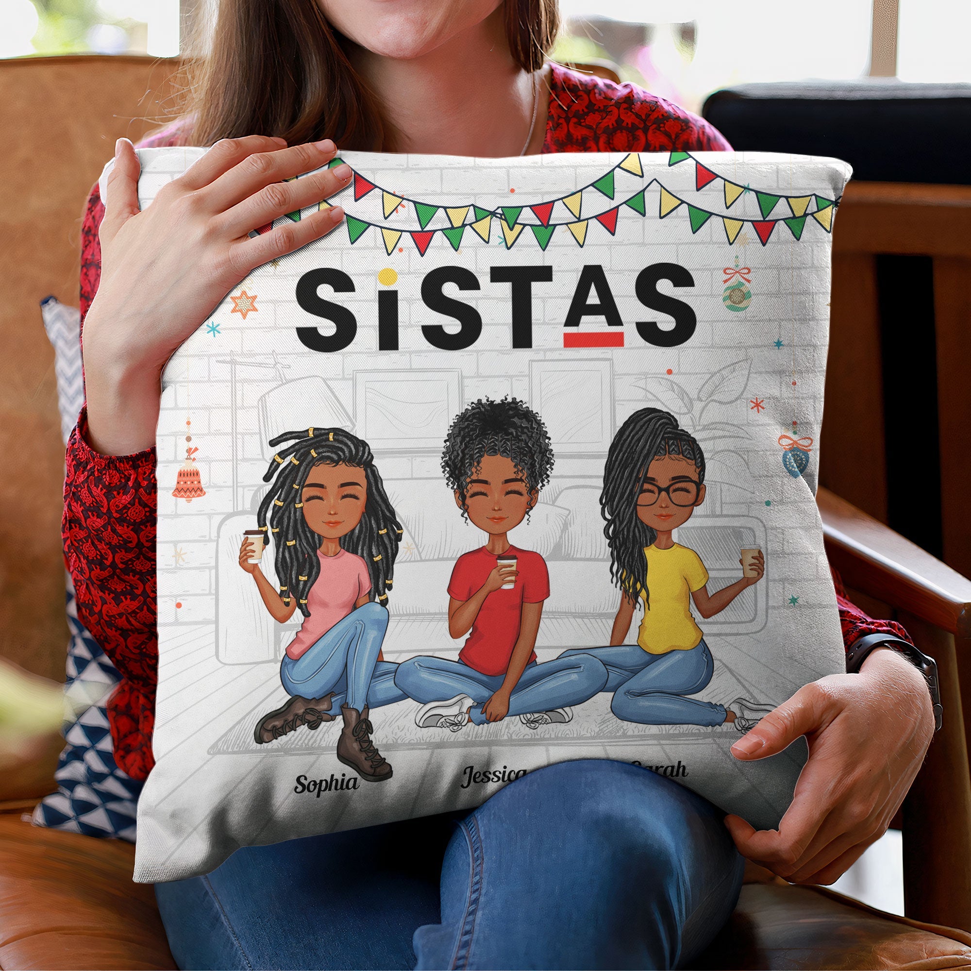 Sistas Forver - Personalized Pillow (Insert Included) - Birthday Gifts For Black Women, Daughter, Sistas