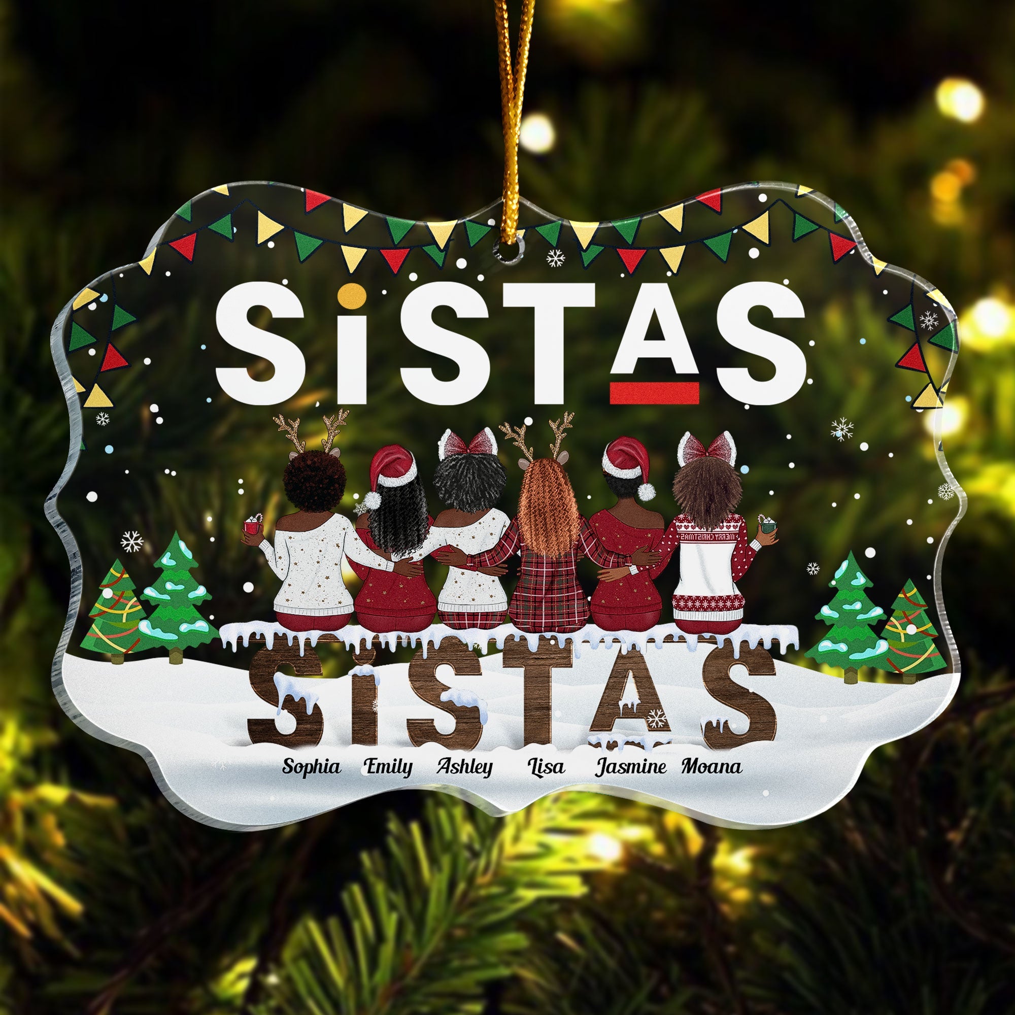 Sistas - Personalized Acrylic Ornament - Christmas, New Year Gift For Sistas, Sister, Besties, Best Friends, Soul Sisters