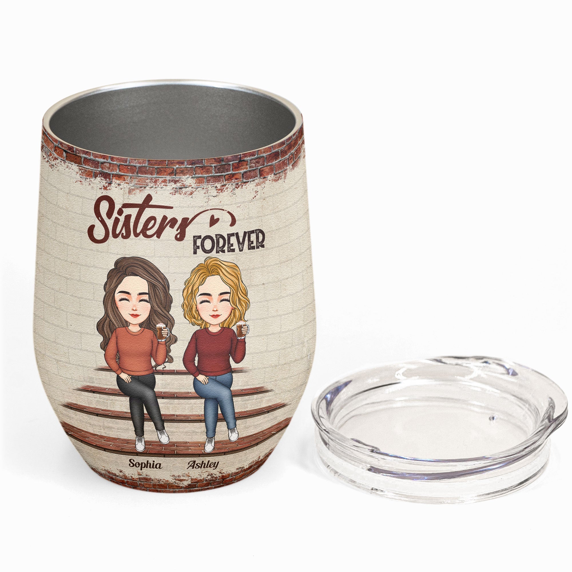 Sisters - Another Year Of Bonding Over Alcohol Version 2 - Personalized Wine Tumbler - Birthday, Christmas, New Year Gift For Sisters, Sistas, Besties, Soul Sisters