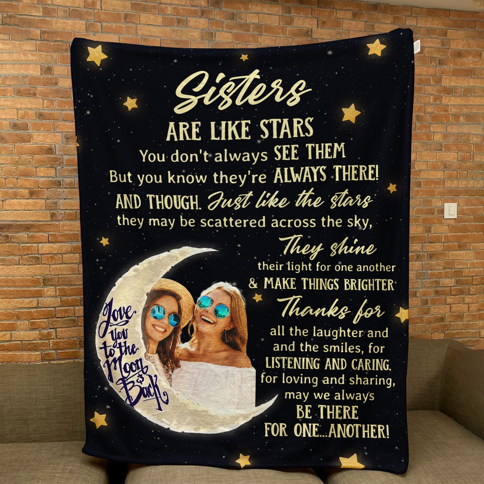 Sisters Are Like Stars - Personalized Photo Blanket