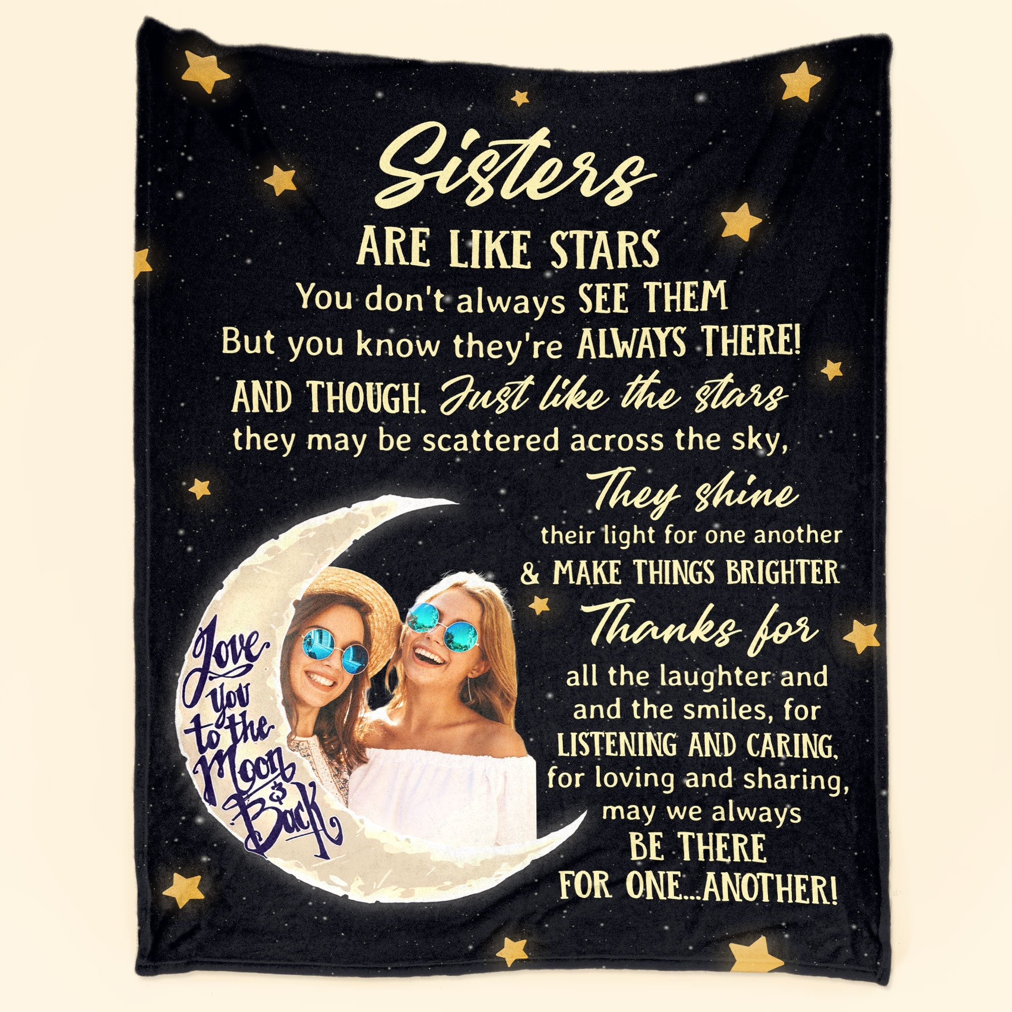 Sisters Are Like Stars - Personalized Photo Blanket