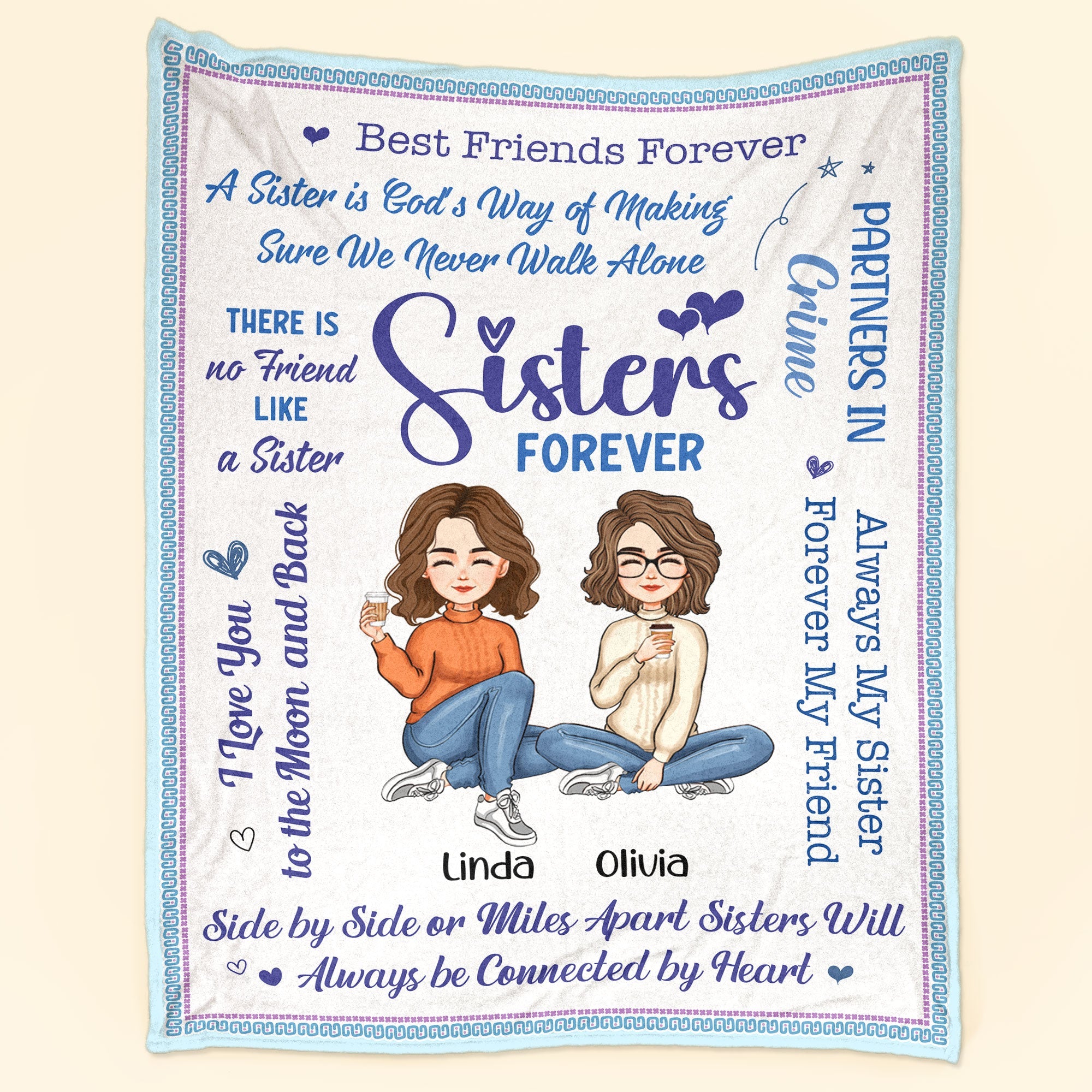 Sisters Forever - Personalized Sister Blanket