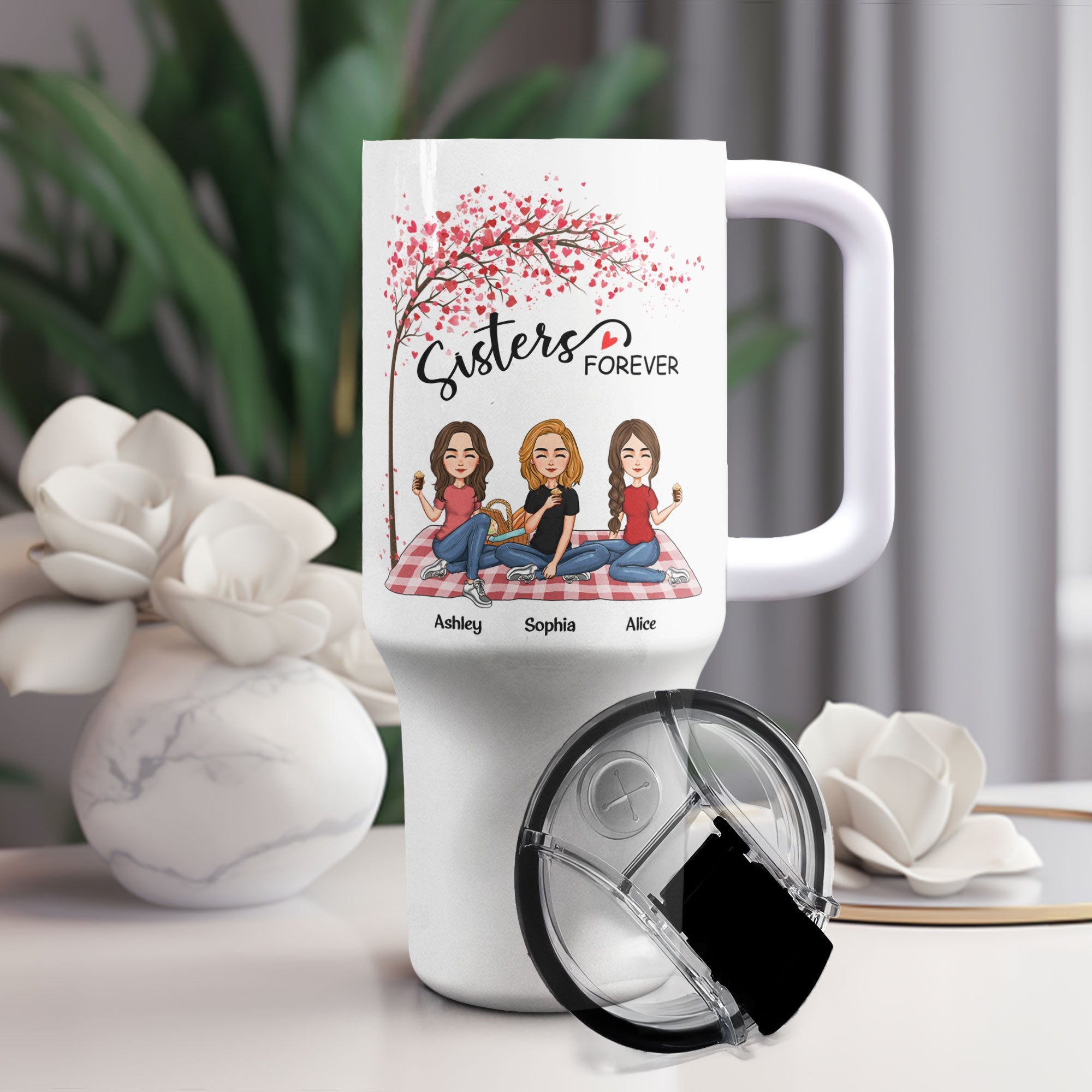 Sisters Forever - Version 3 - Personalized 40oz Tumbler With Straw