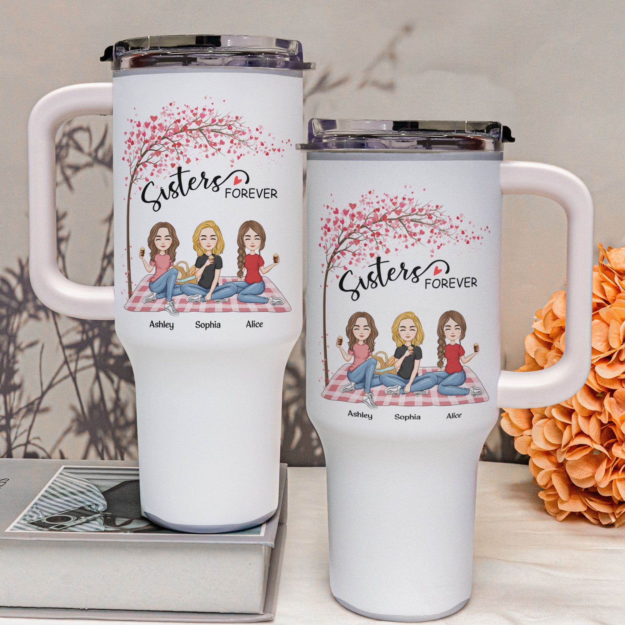 Sisters Forever - Version 3 - Personalized 40oz Tumbler With Straw