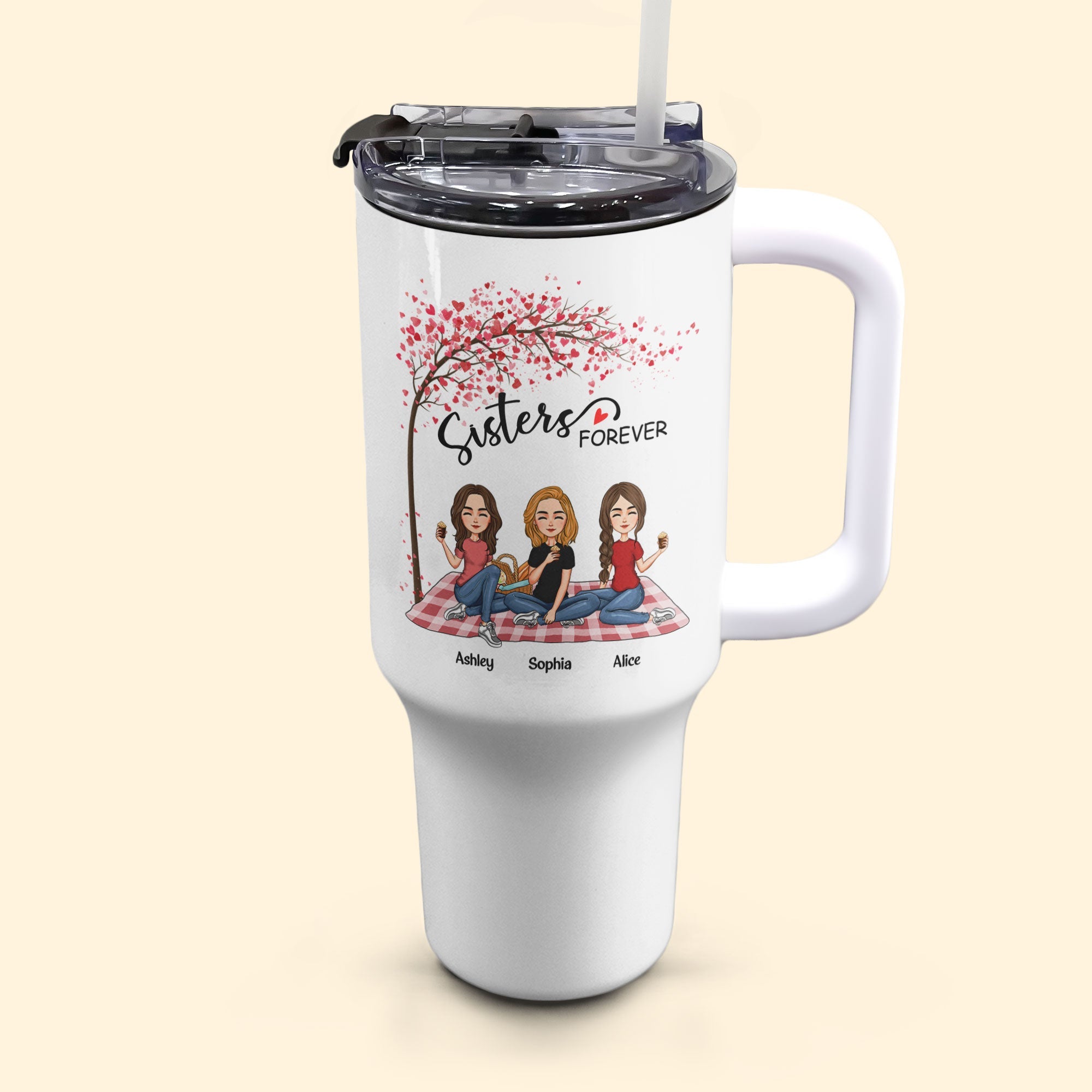 Sisters Forever - Version 3 - Personalized 40oz Tumbler With Straw