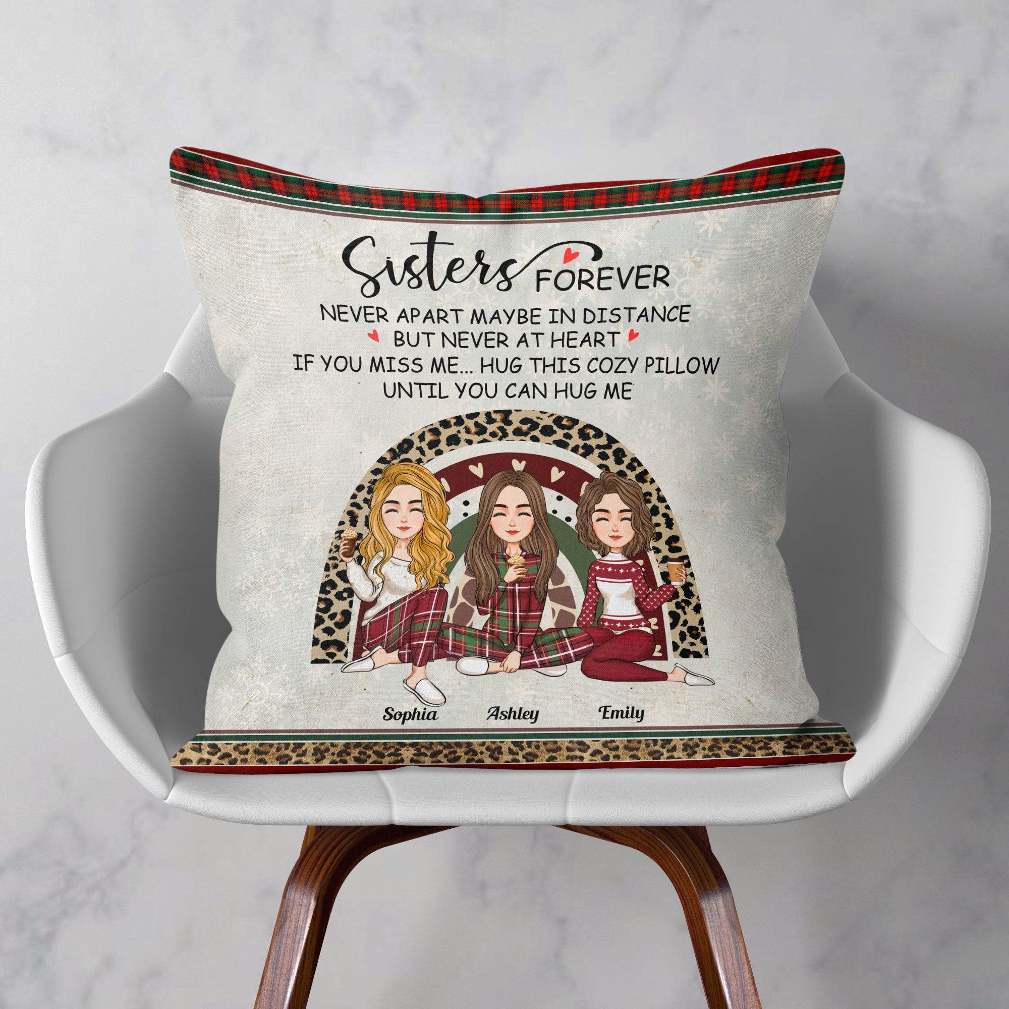 Sisters Hug This Cozy Pillow - Personalized Pillow (Insert Included) - Christmas, New Year Gift For Sisters, Sistas, Besties, Soul Sisters