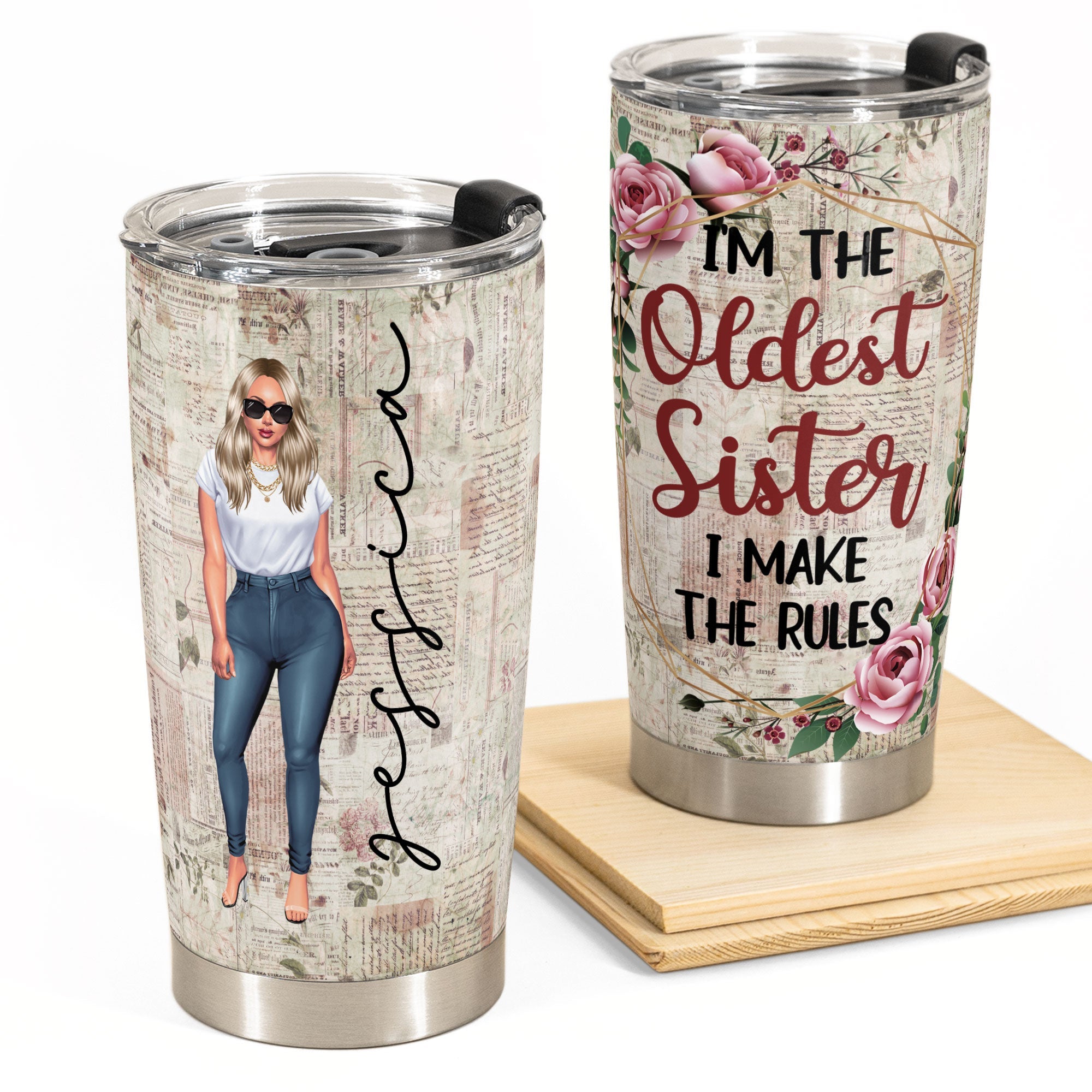 Sisters Rules - Personalized Tumbler Cup - Gift For Sisters