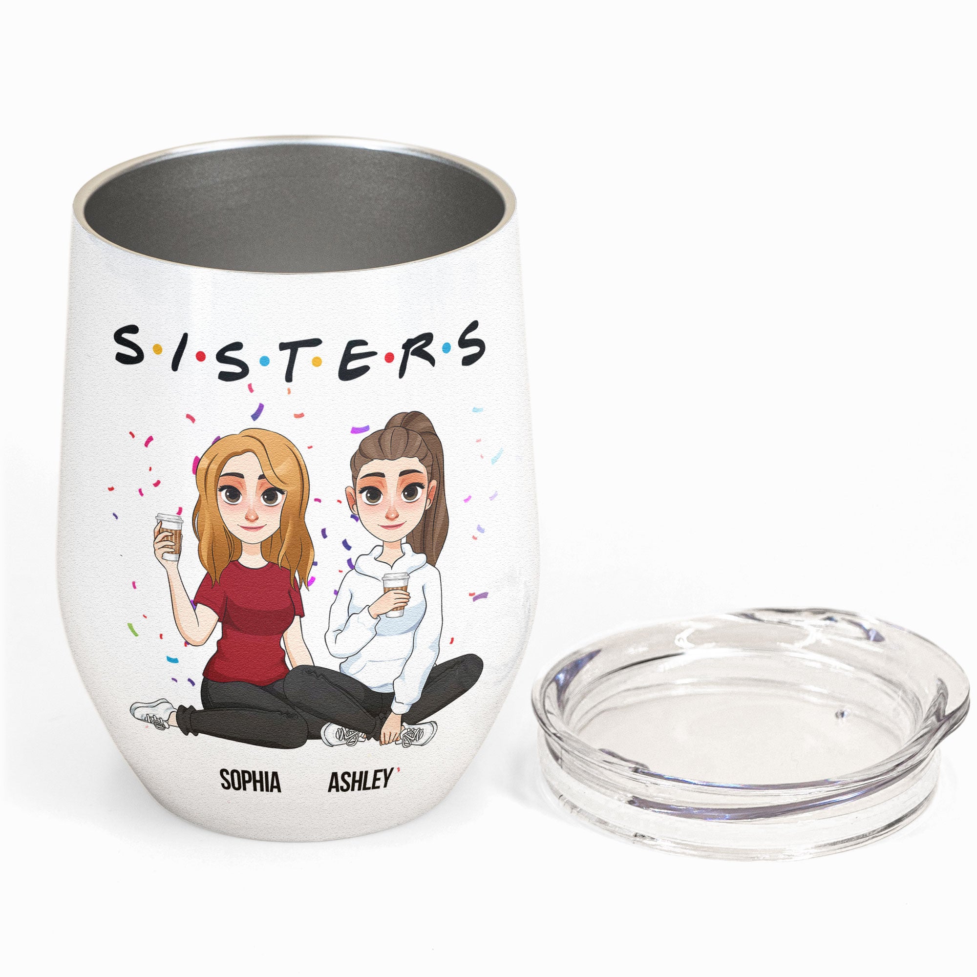 Sisters - Version 2 - Personalized Wine Tumbler