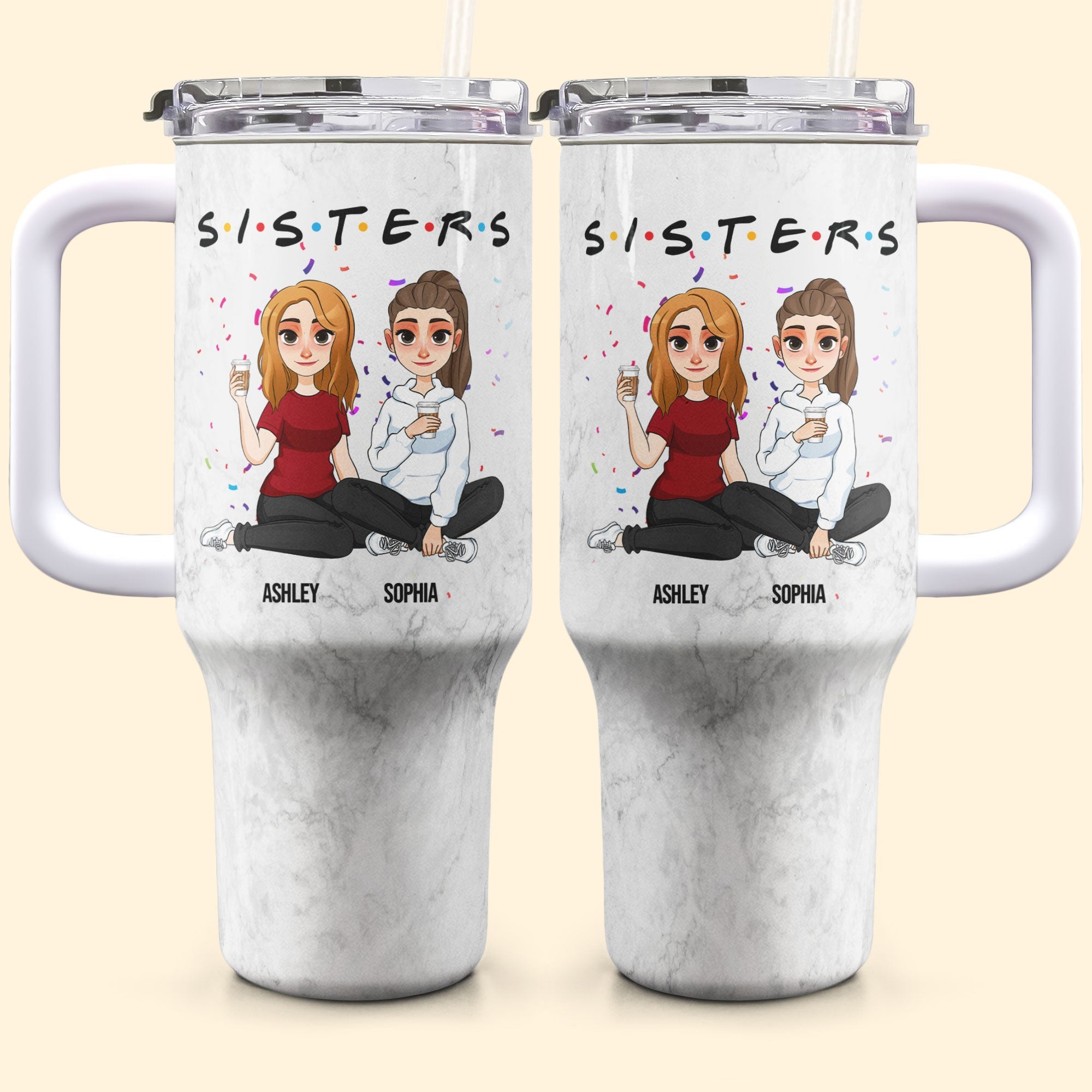 Sisters - Version 3 - Personalized 40oz Tumbler With Straw