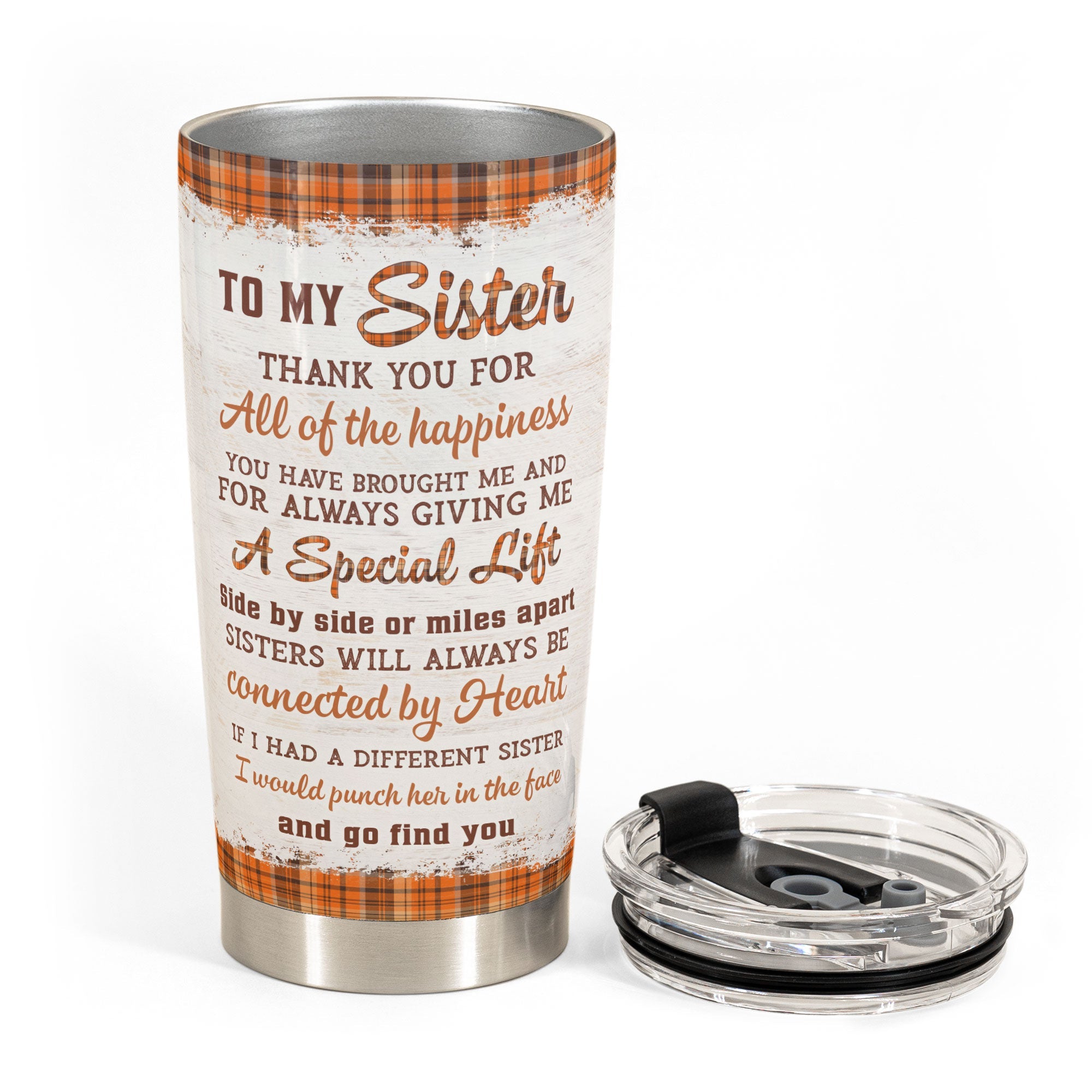 Sisters Will Always Be Connected By Heart - Personalized Tumbler Cup