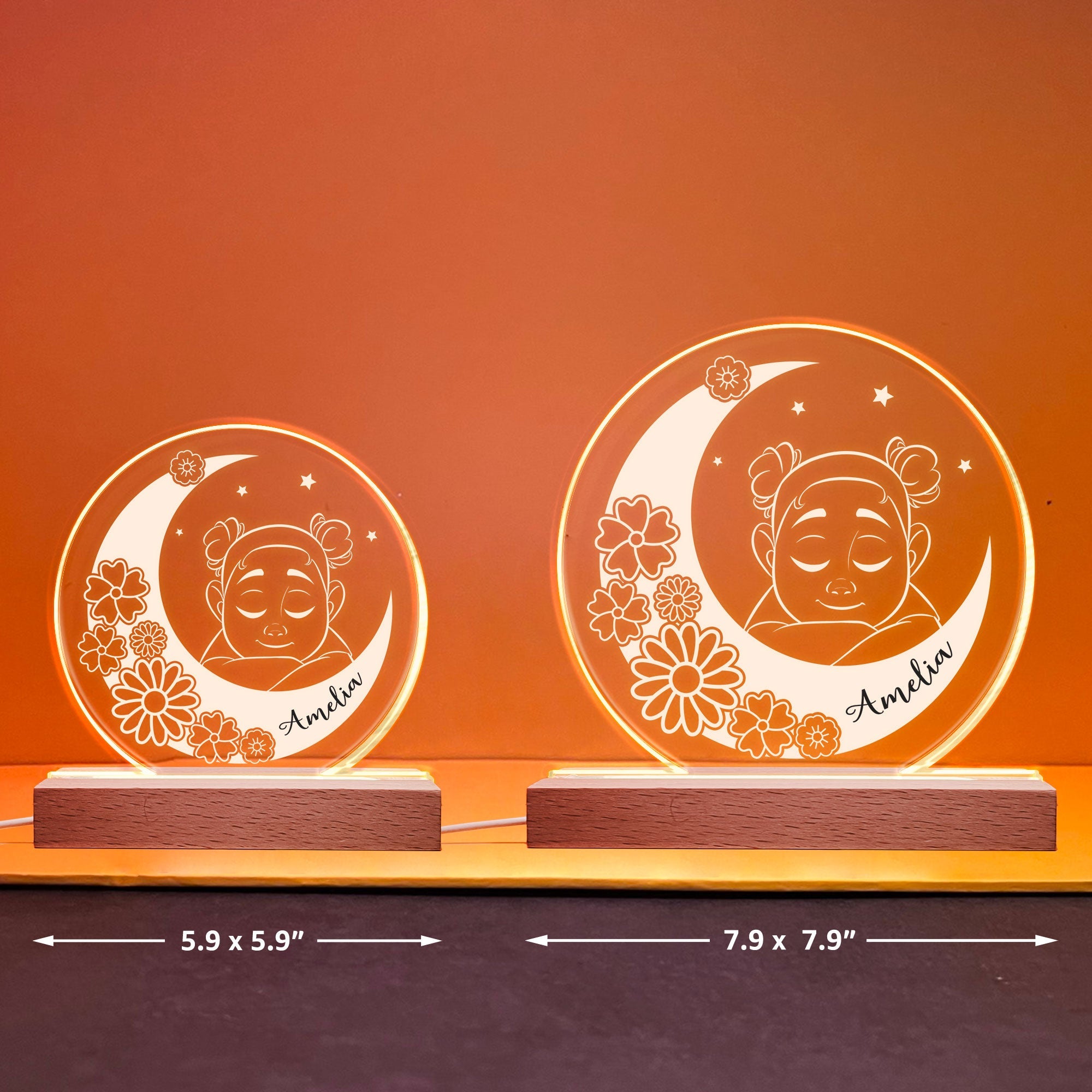 Sleeping On The Moon - Personalized LED Light