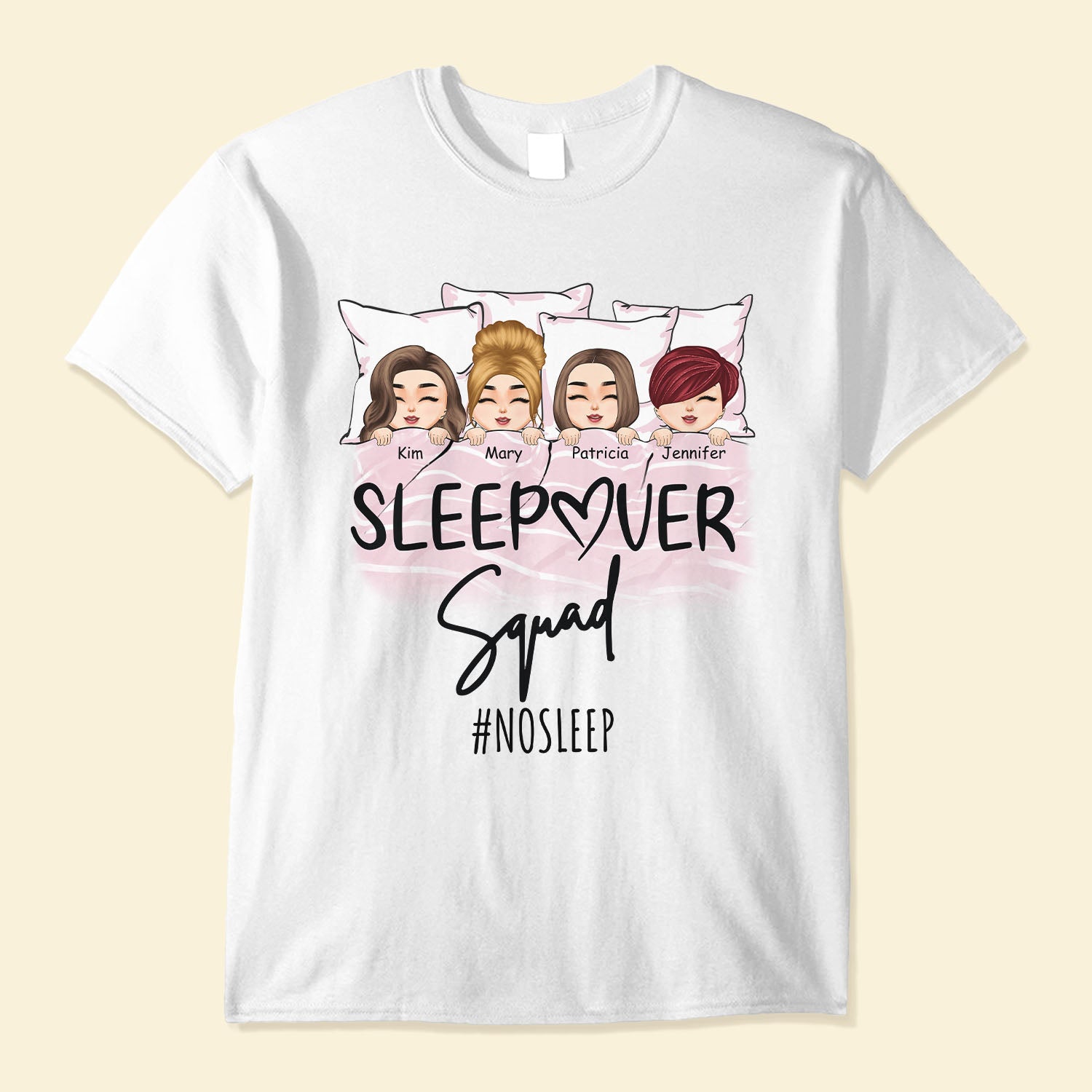 Sleepover Squad - Personalized Shirt - Birthday, Anniversary  Gift For Group Of Friends, Slumber Party