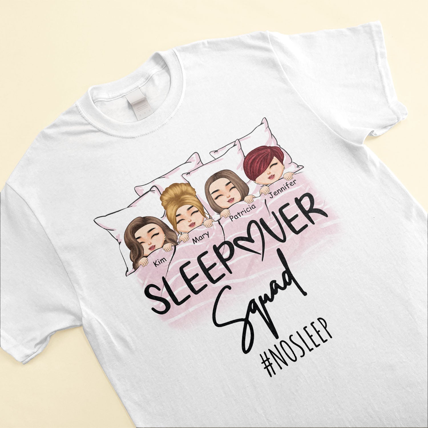 Sleepover Squad - Personalized Shirt - Birthday, Anniversary  Gift For Group Of Friends, Slumber Party