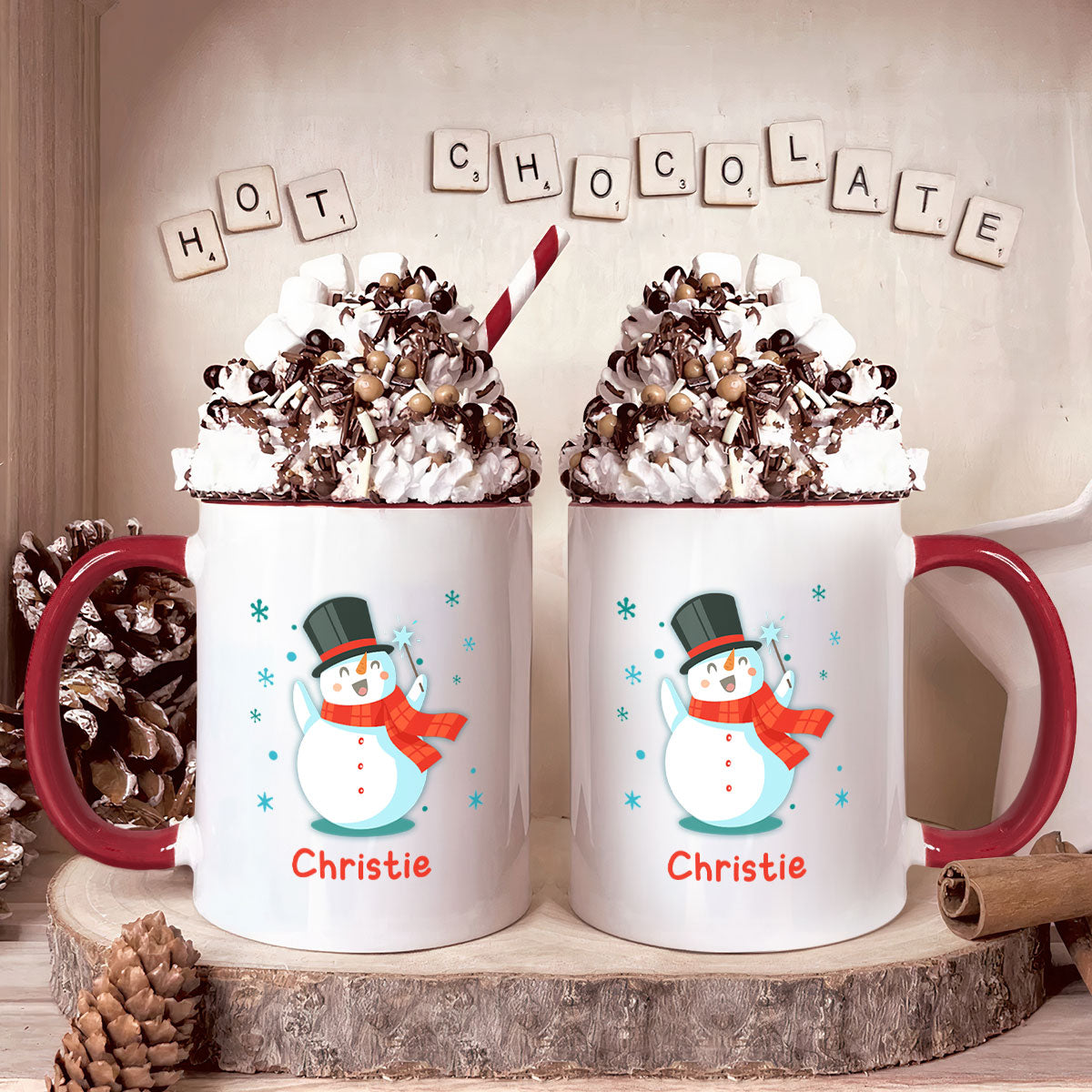 Snowman Christmas Mug Gift For Kids - Personalized Accent Mug