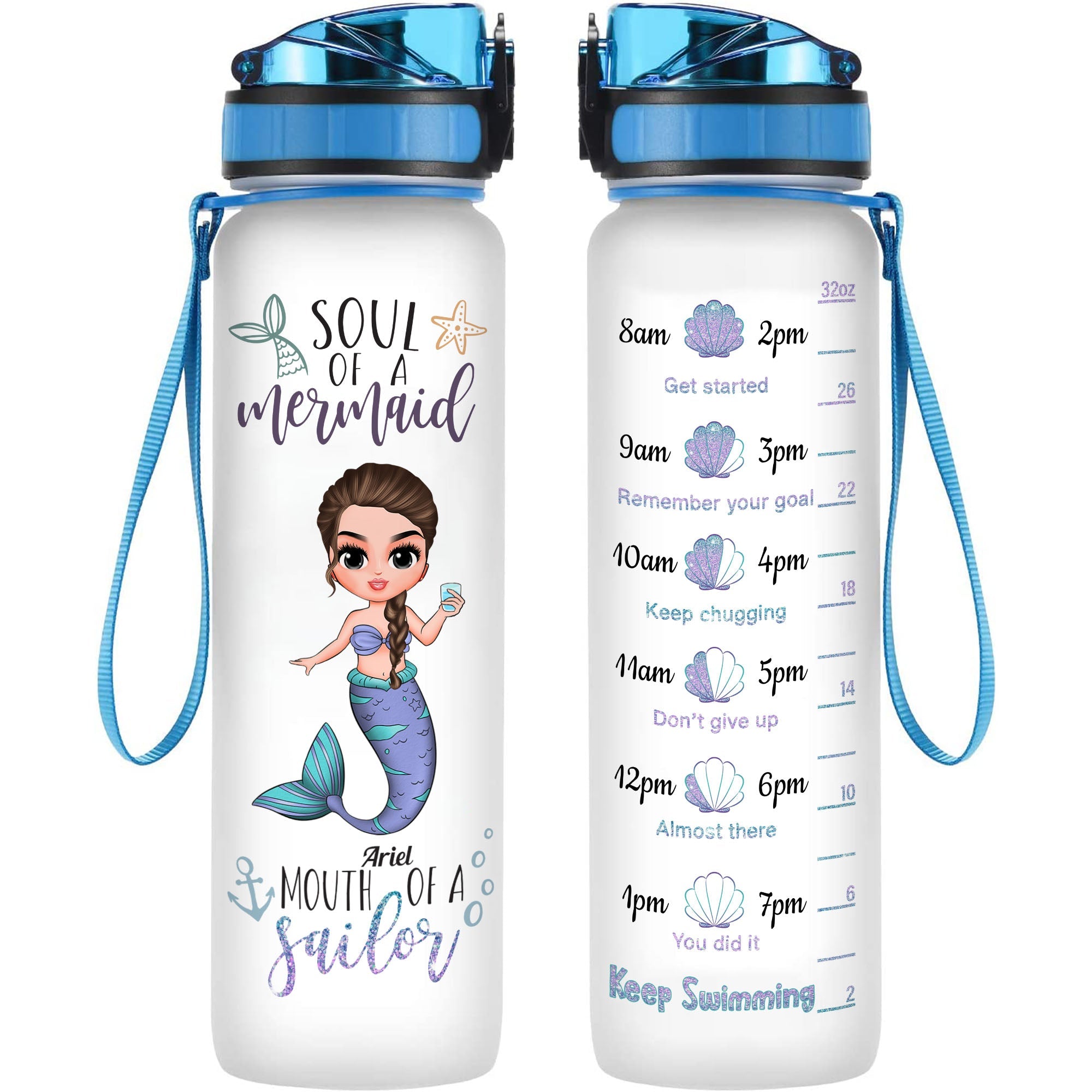 Soul Of A Mermaid - Personalized Water Tracker Bottle