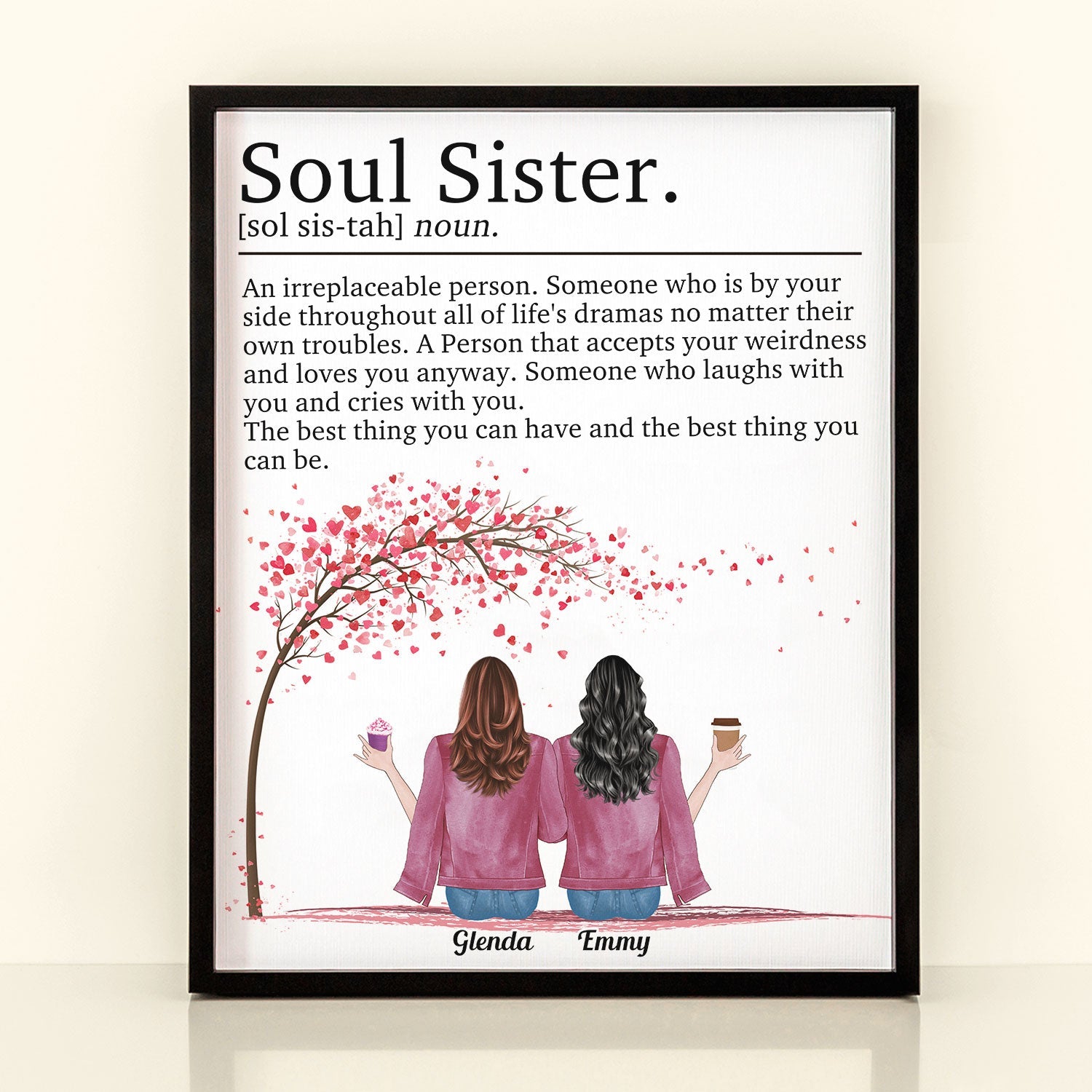 Soul Sister Definition Heart Tree - Personalized Poster - Christmas Gift For Friends, Besties, BFF