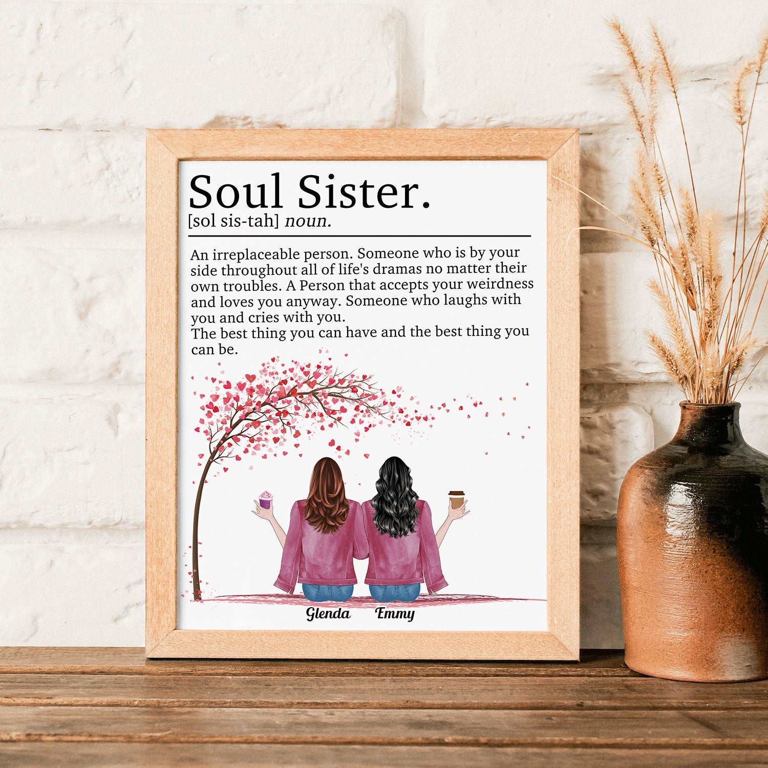 Soul Sister Definition Heart Tree - Personalized Poster - Christmas Gift For Friends, Besties, BFF