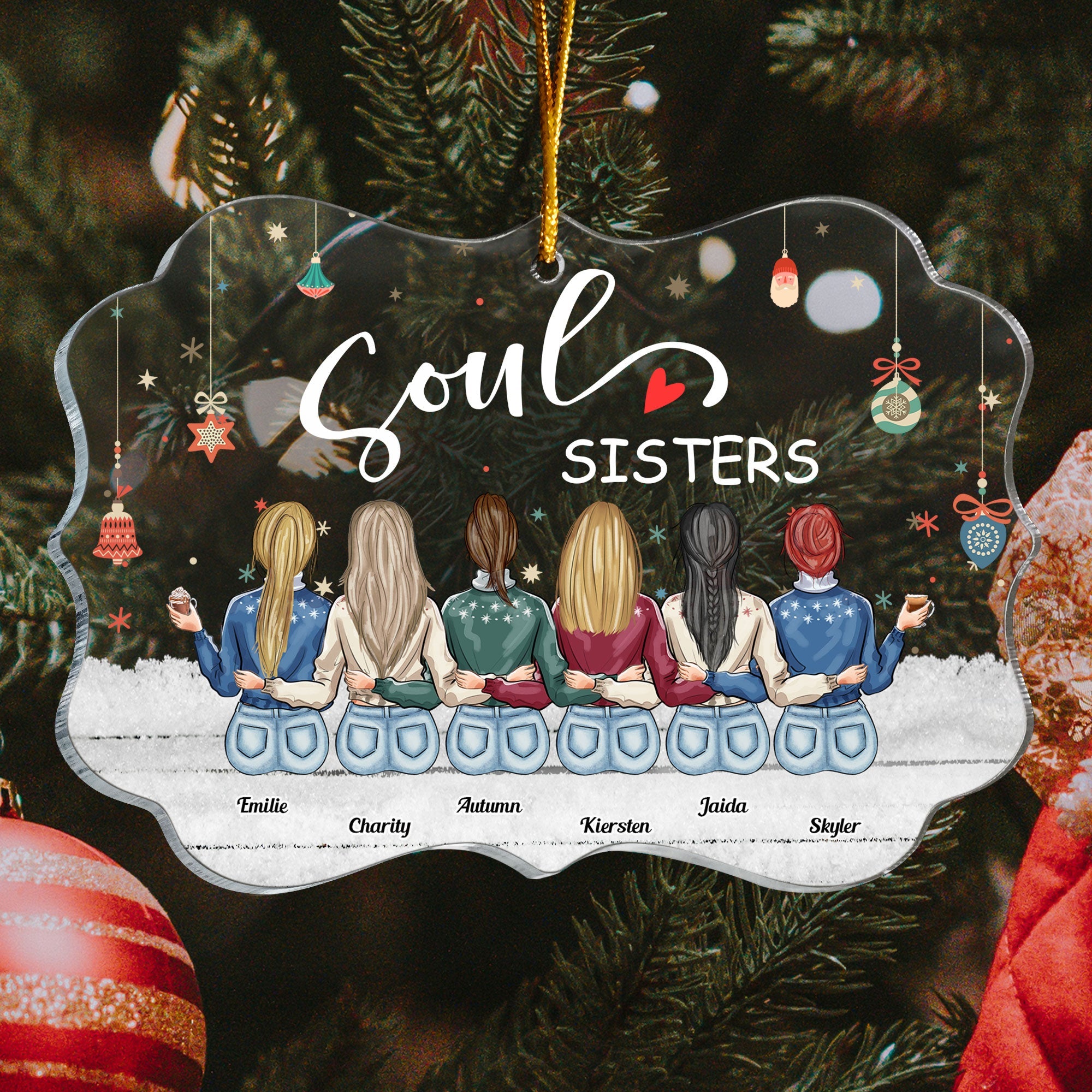 Soul Sisters - Personalized Acrylic Ornament - Christmas, New Year Gift For Sisters, Sistas, Besties, Soul Sisters