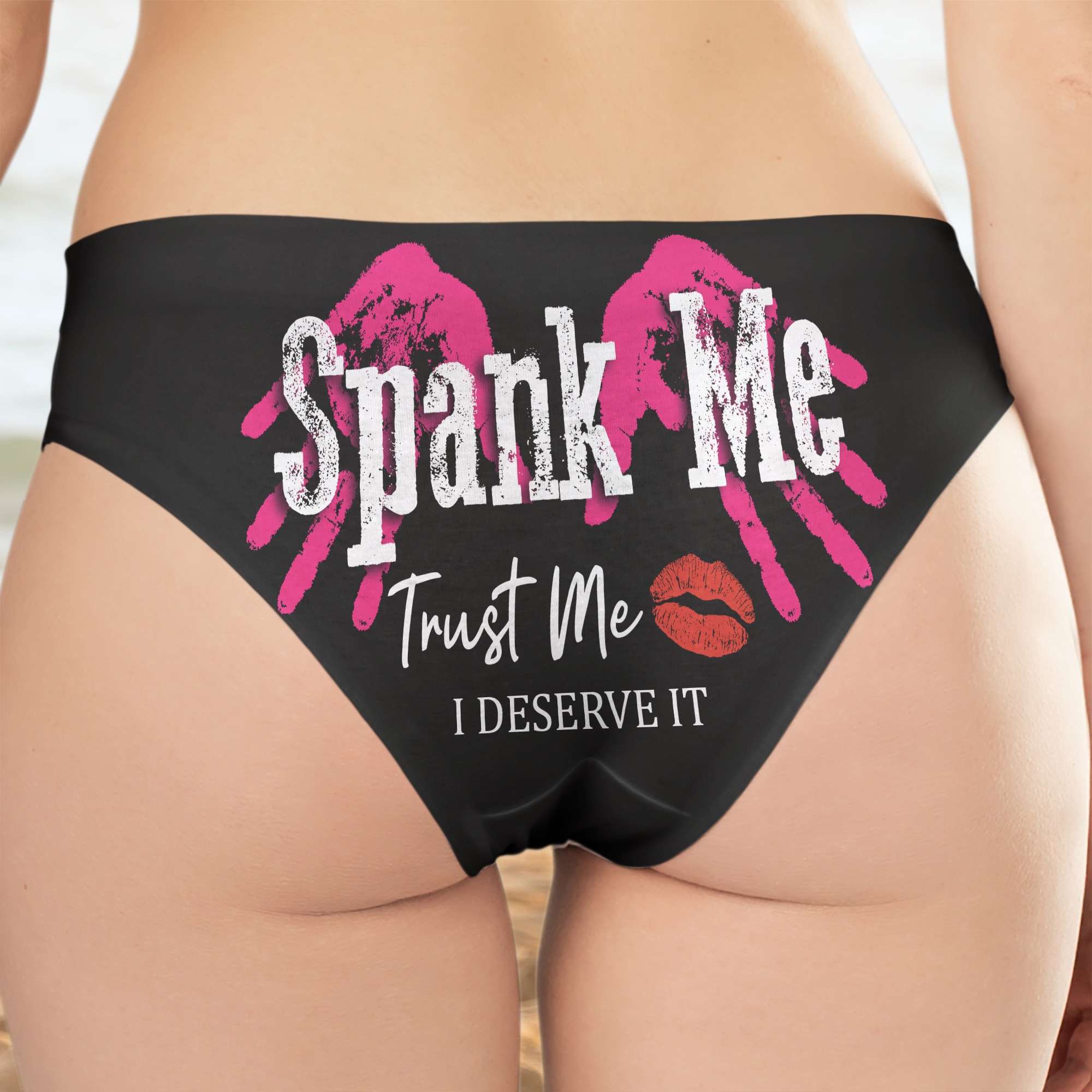 Spank Me Trust Me I Deserve It Naughty - Personalized Photo Women's Low-Waisted Brief