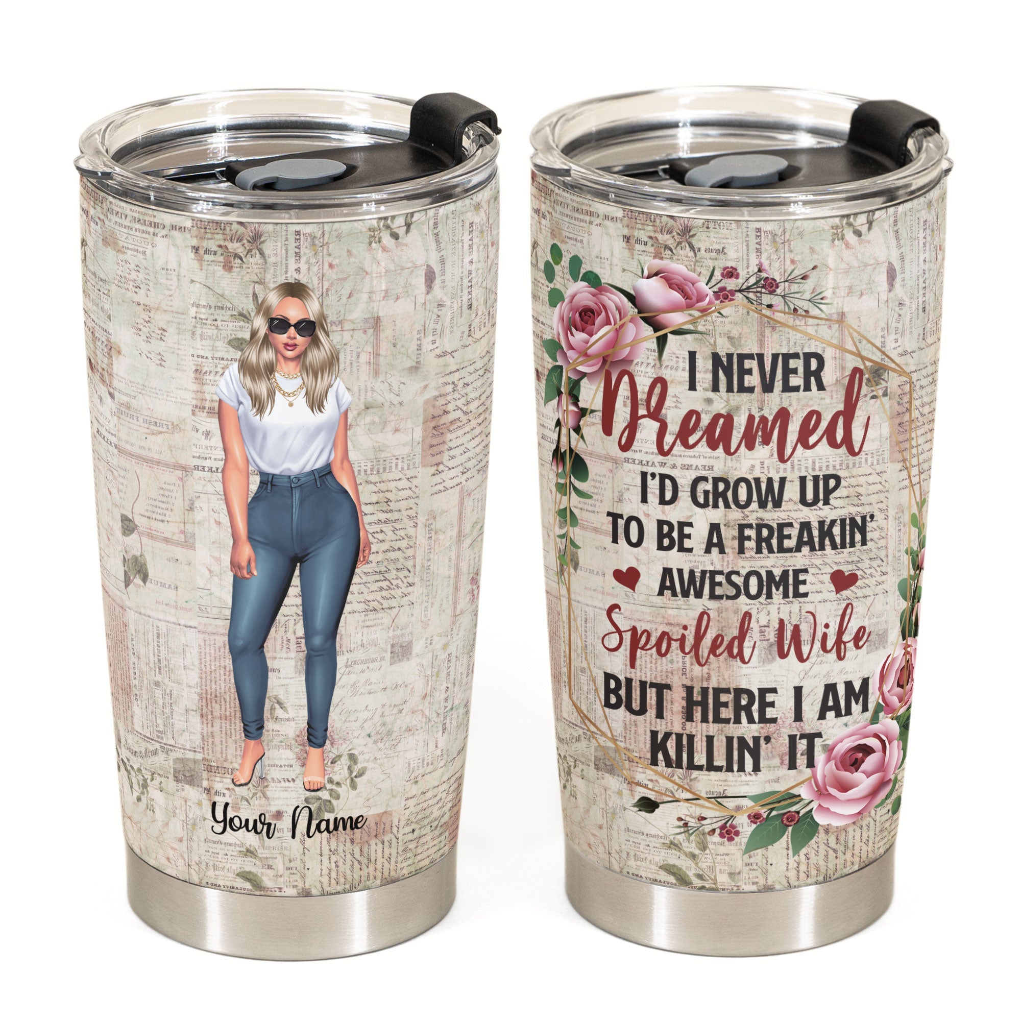 Spoiled Wife - Personalized Tumbler Cup - Valentine's Day, Birthday Gift For Wife