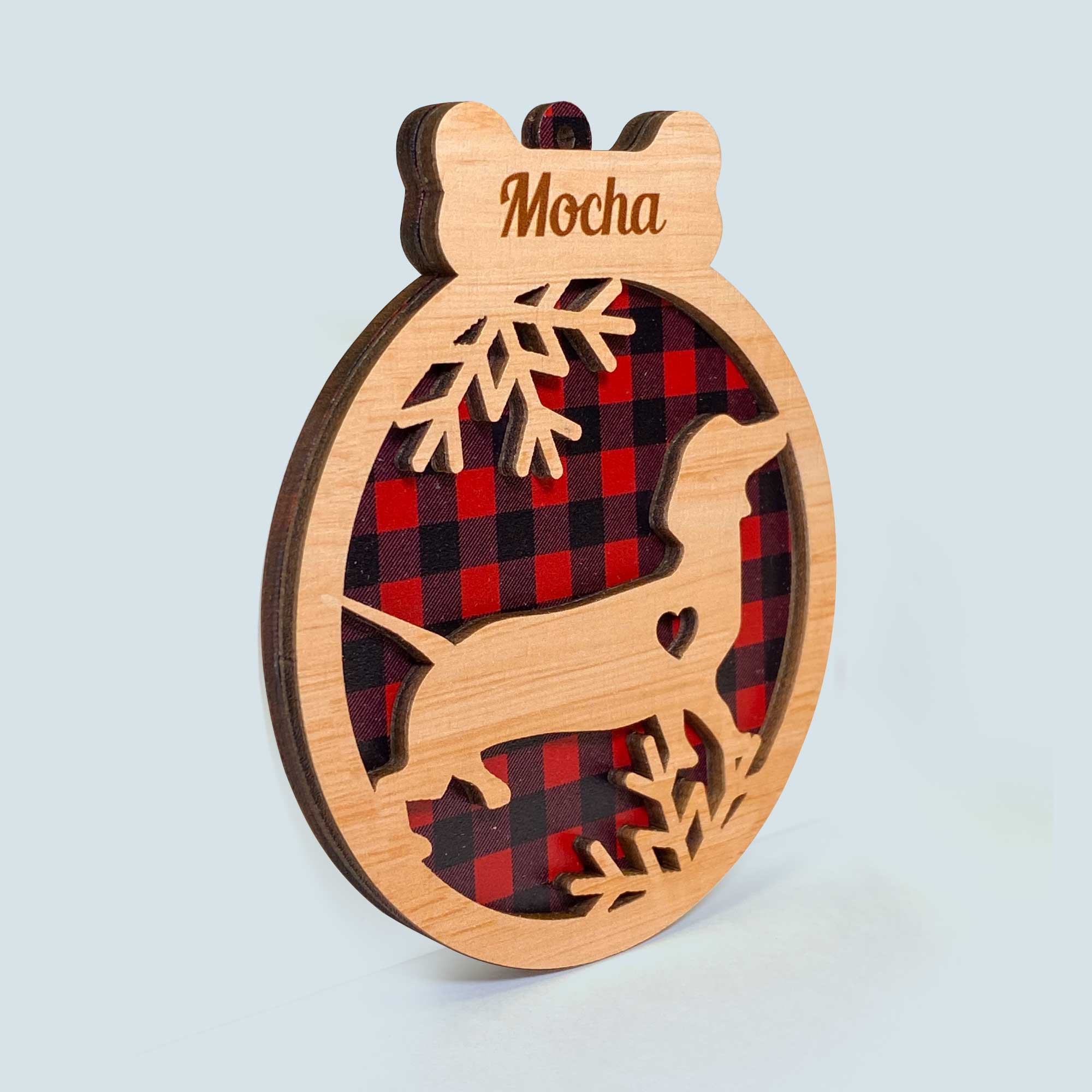 Dog Silhouette - Personalized 2 Layered Wooden Ornament - Christmas Gift For Dog Lovers