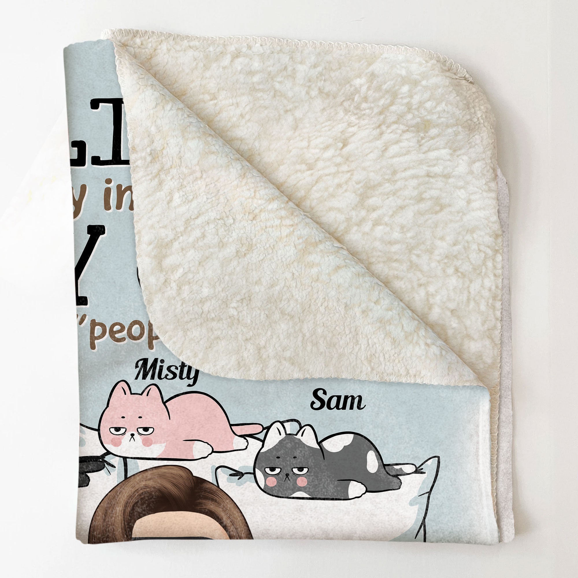 Stay In Bed With My Cats - Personalized Blanket - Birthday, Funny Gift For Cat Mom, Cat Lover