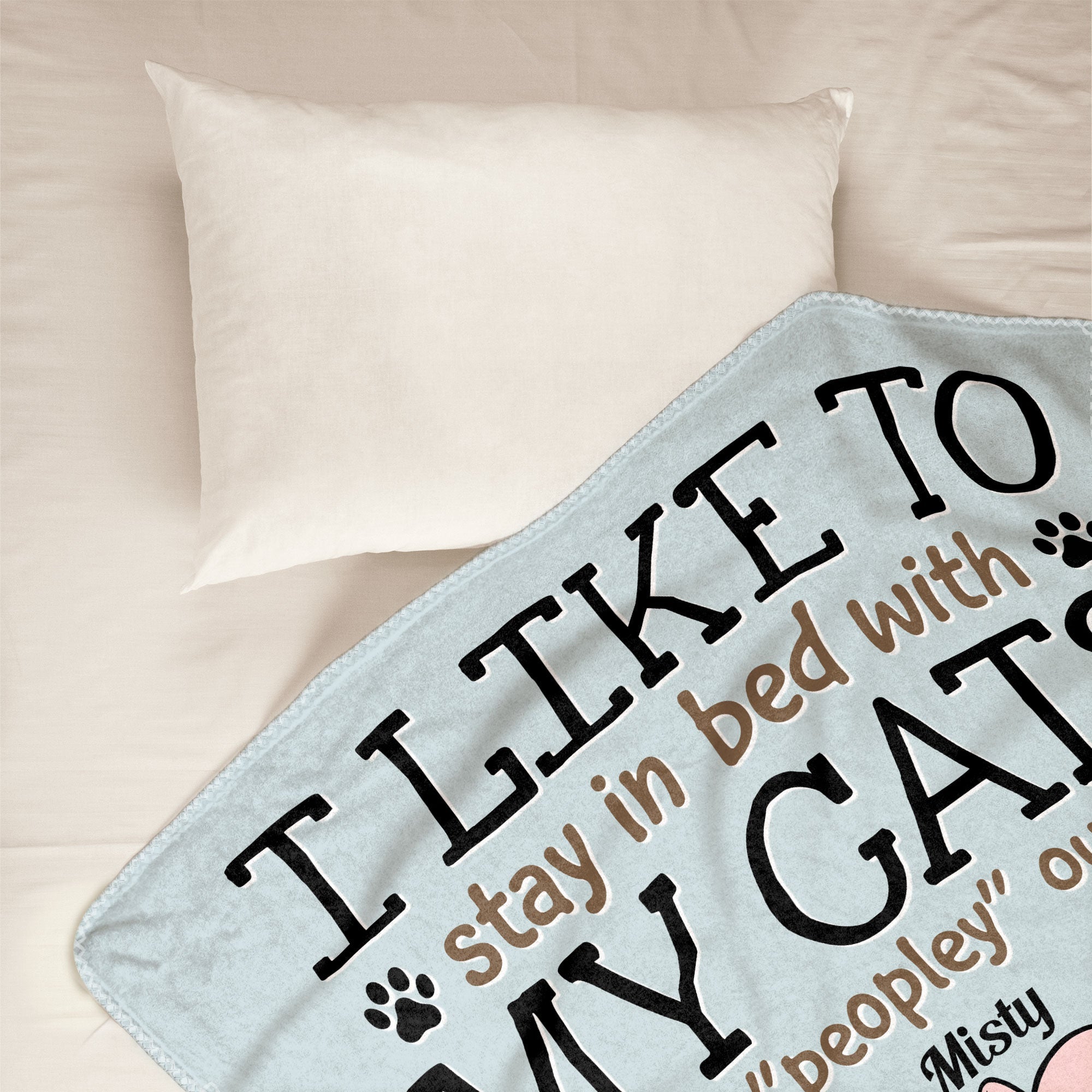 Stay In Bed With My Cats - Personalized Blanket - Birthday, Funny Gift For Cat Mom, Cat Lover