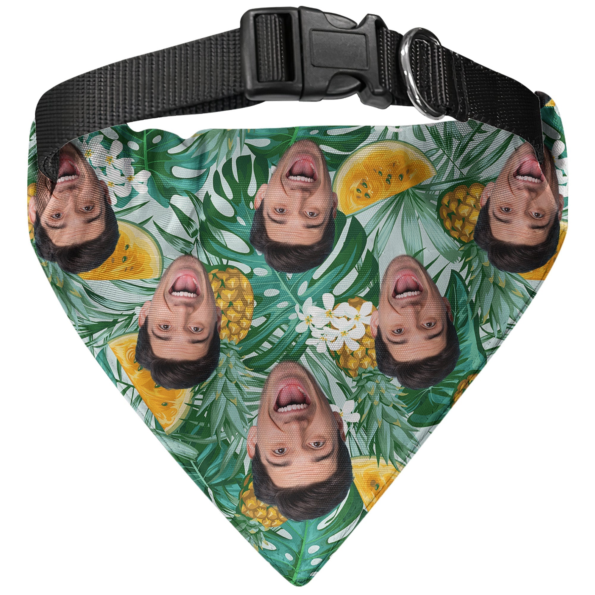 Summer Tropical Hawaiian Pineapple Pattern - Personalized Photo Dog Bandana Collar