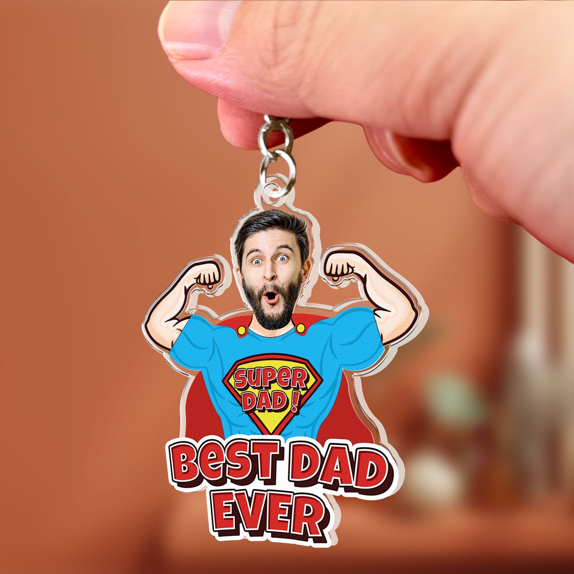 Super Dad For Best Dad Ever - Personalized Acrylic Photo Keychain