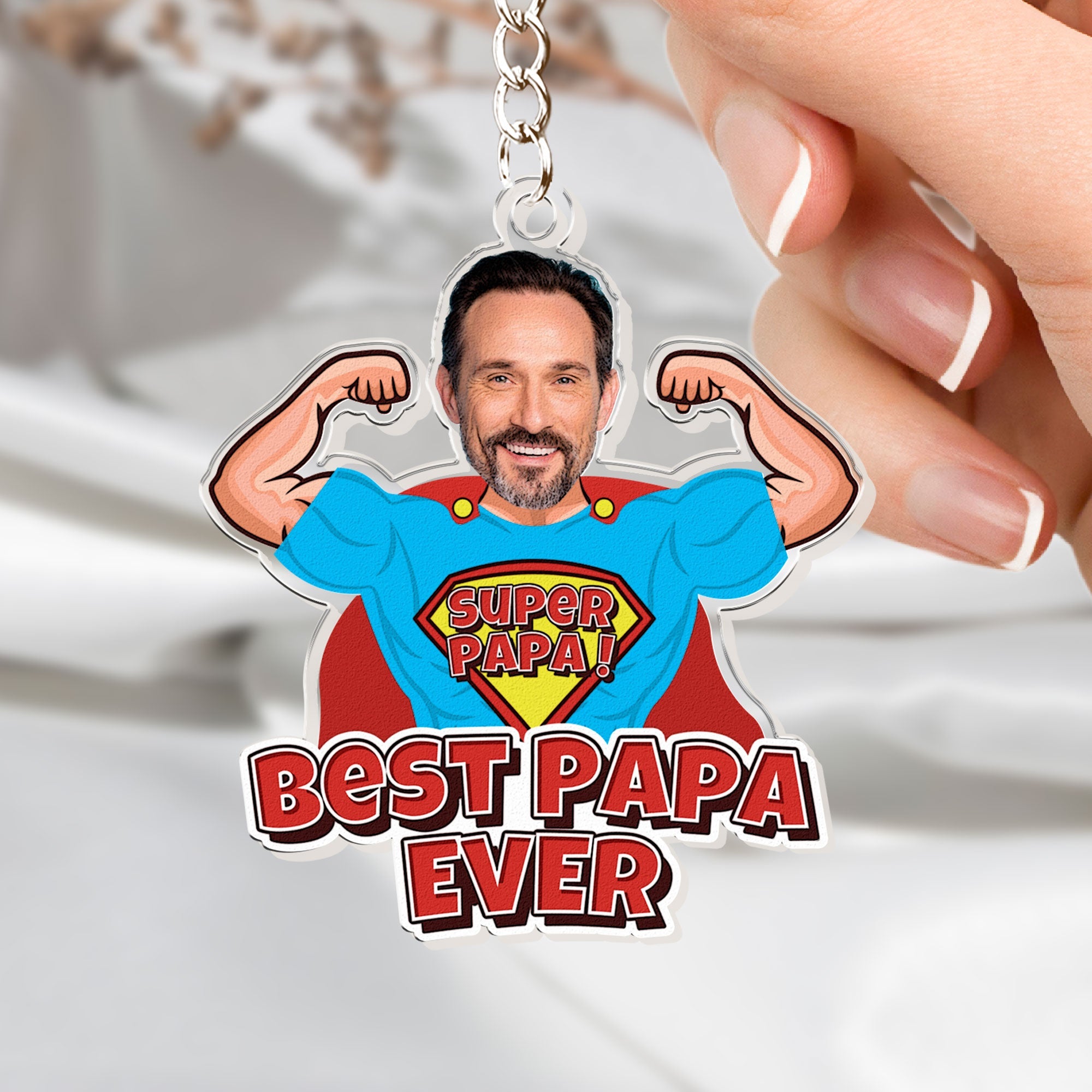 Super Dad For Best Dad Ever - Personalized Acrylic Photo Keychain