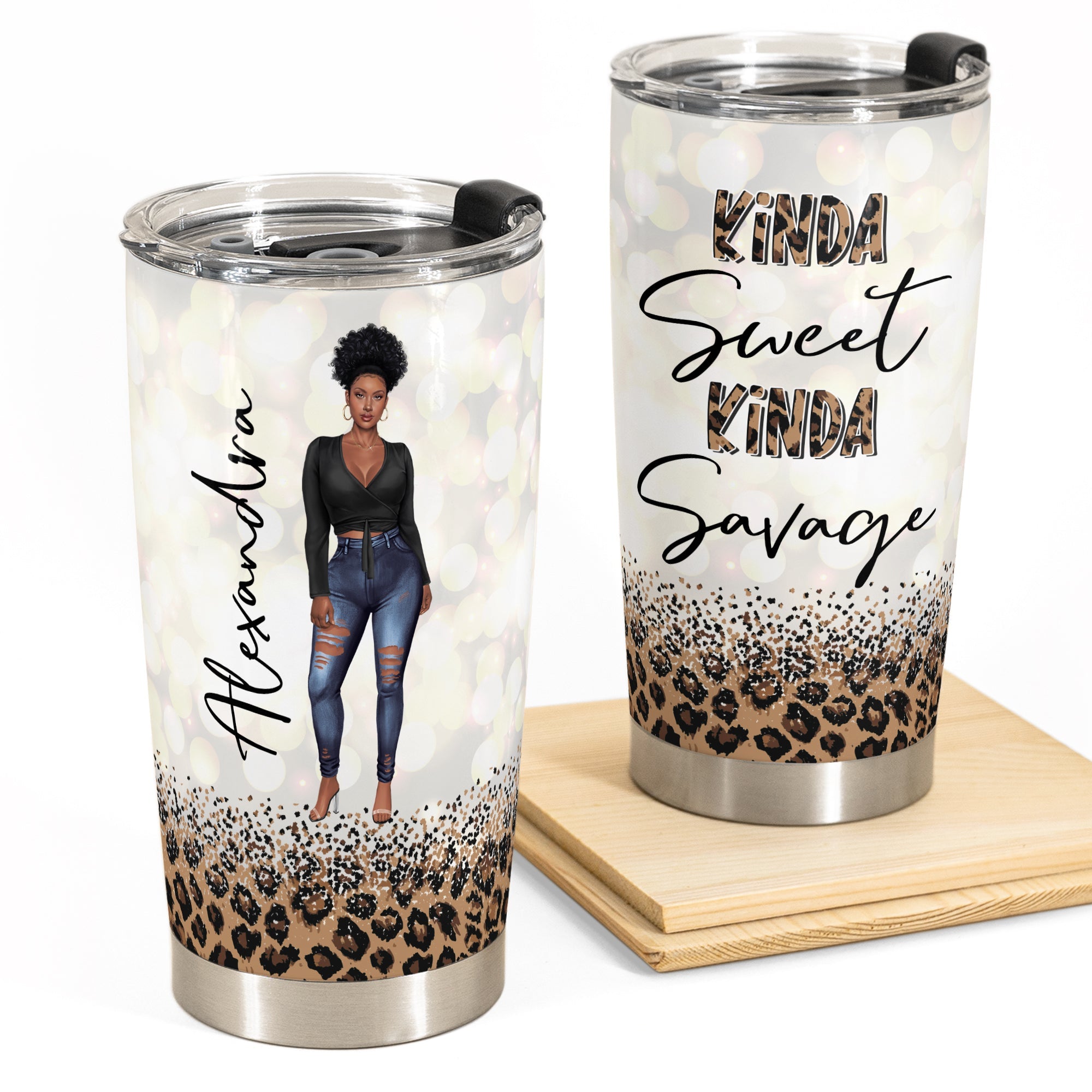 Sweet & Savage - Personalized Tumbler Cup - Birthday Gift Funny Gift For Girl, Black Girl, Black Woman