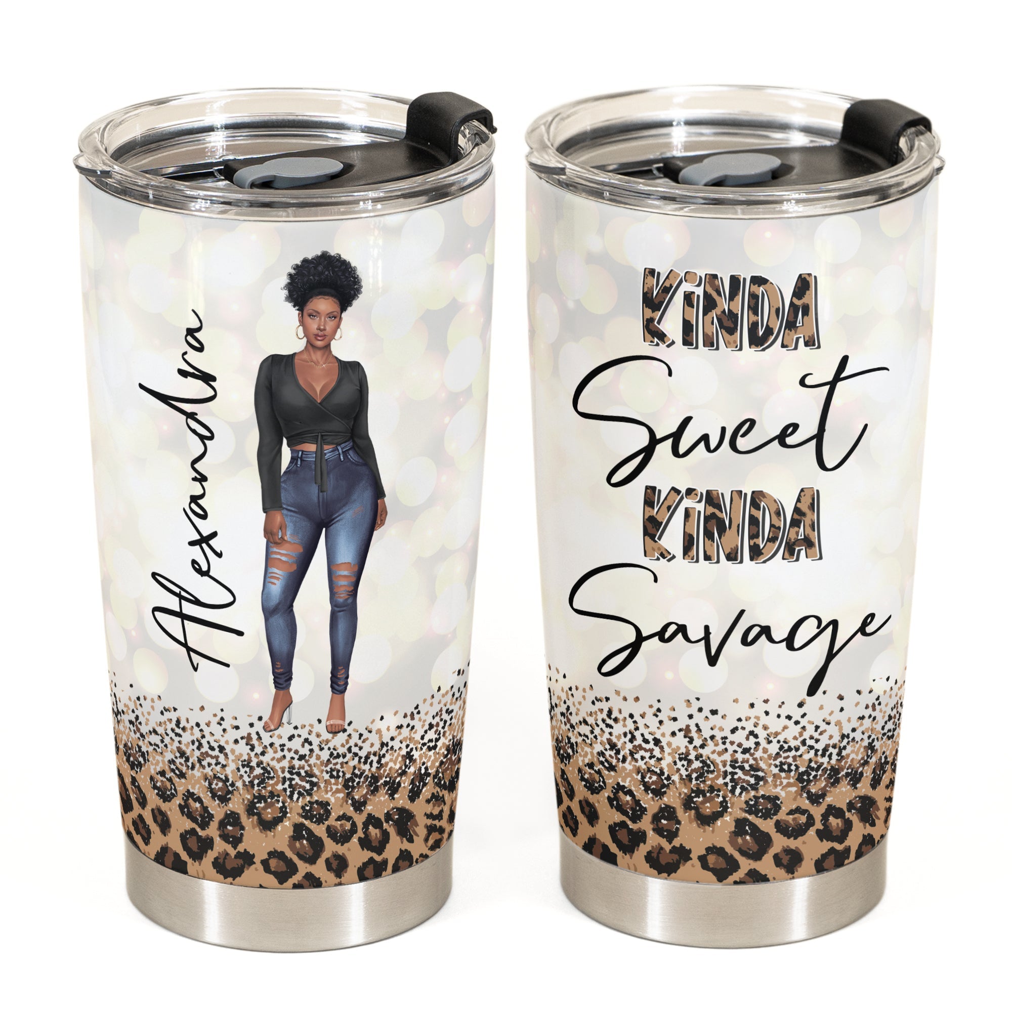 Sweet & Savage - Personalized Tumbler Cup - Birthday Gift Funny Gift For Girl, Black Girl, Black Woman