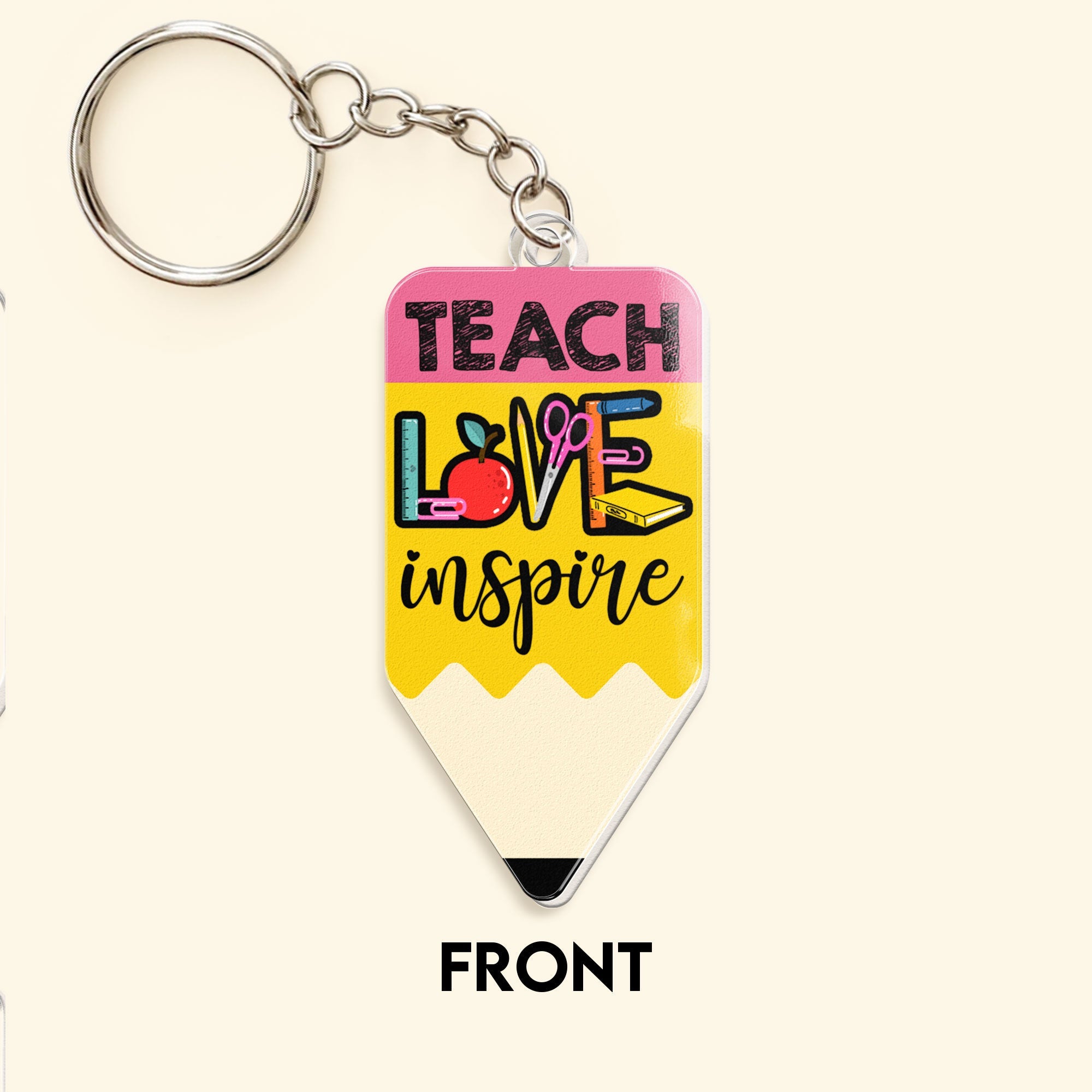 Teach Love Inspire Teacher Pencil Shaped - Personalized Acrylic Keychain