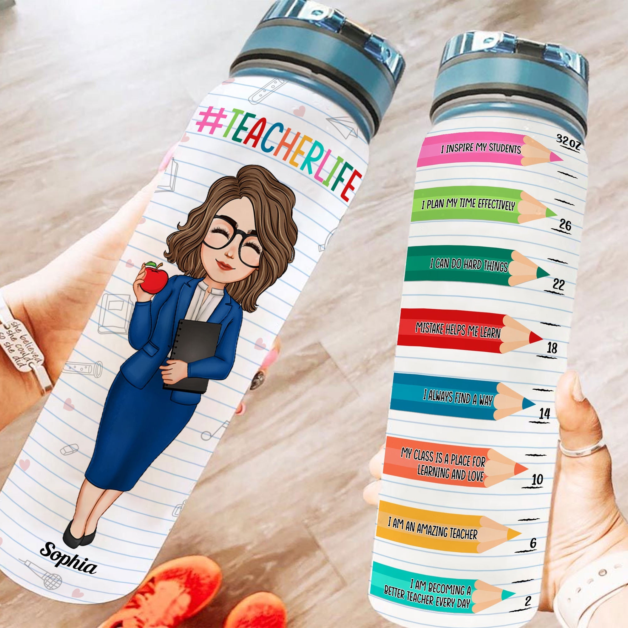 Teacher Affirmation - Personalized Water Tracker Bottle