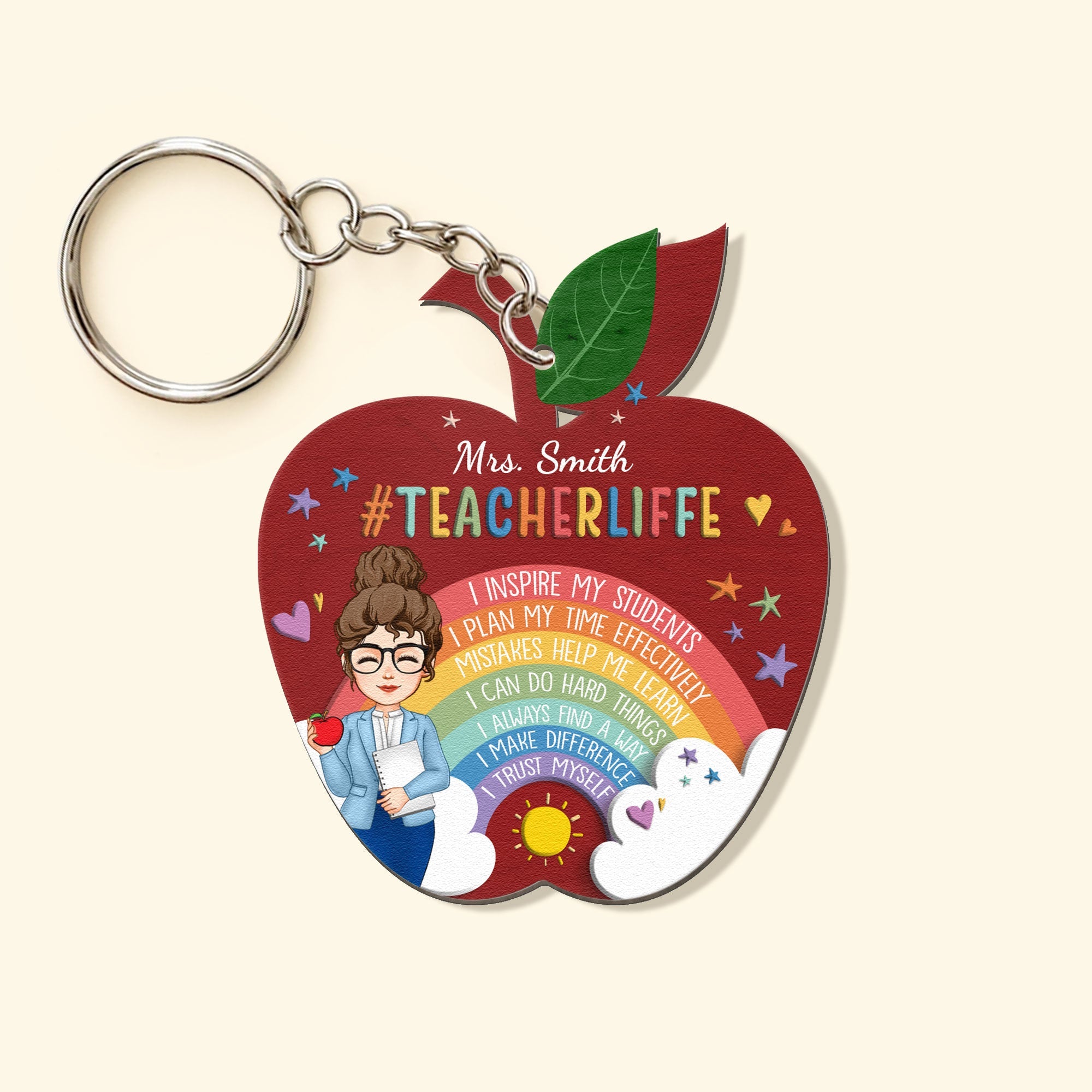 Teacher Affirmation - Personalized Wooden Keychain