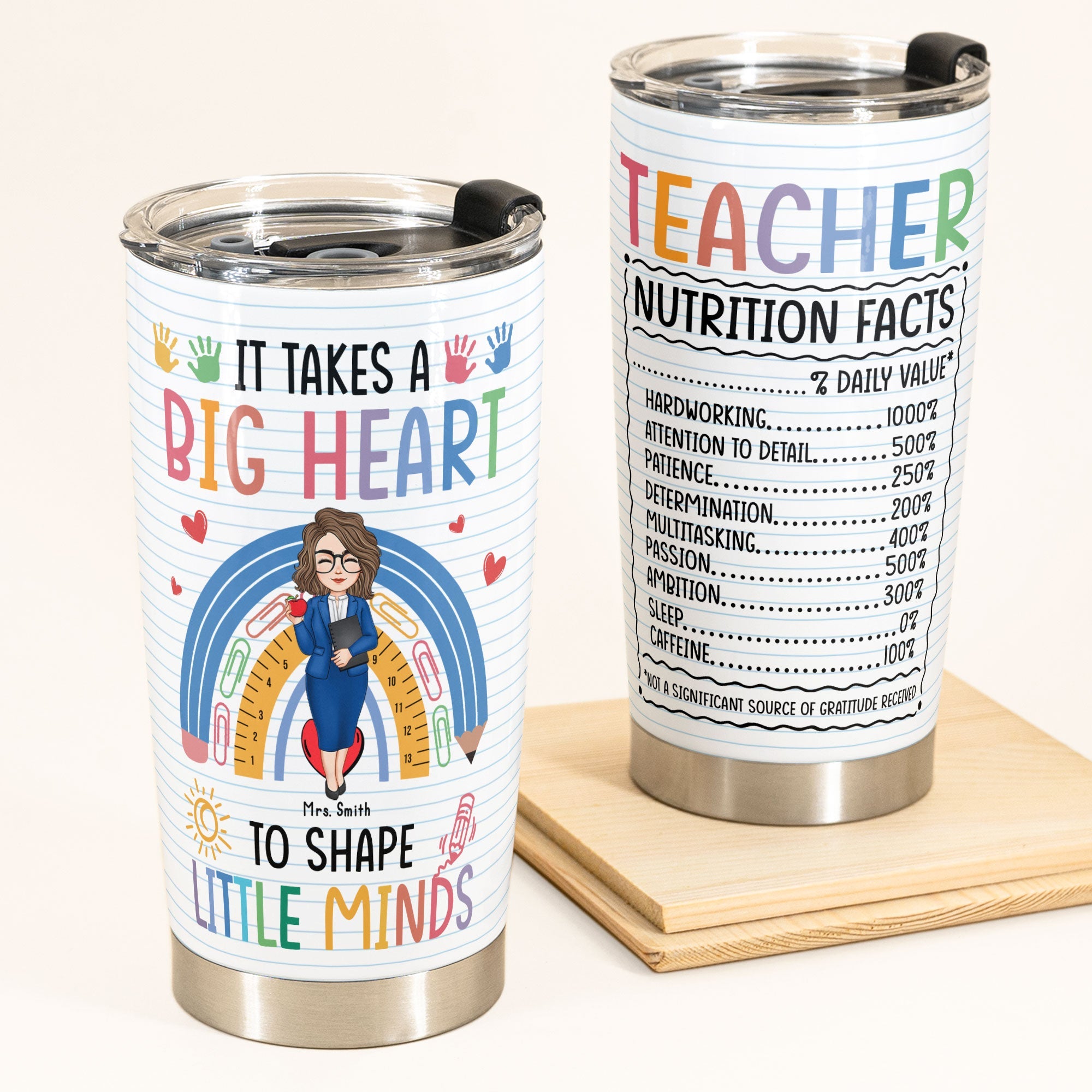 Teacher Nutrition Facts - Personalized Tumbler Cup