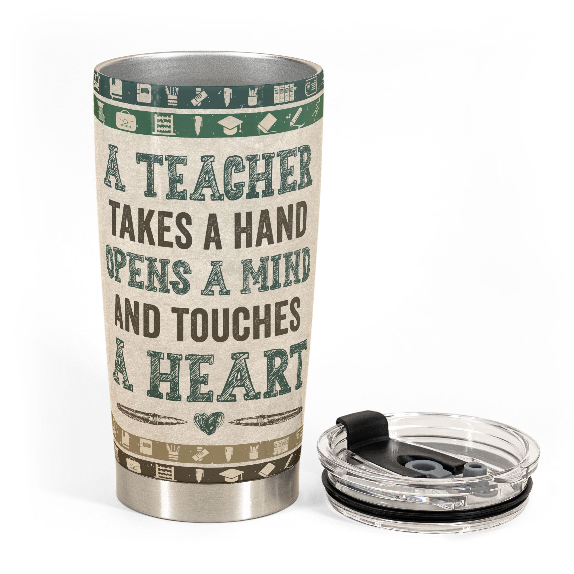 Teacher Opens The Mind And Touches The Heart - Personalized Tumbler Cup - Birthday, Back To School Gift For Teachers, Colleagues