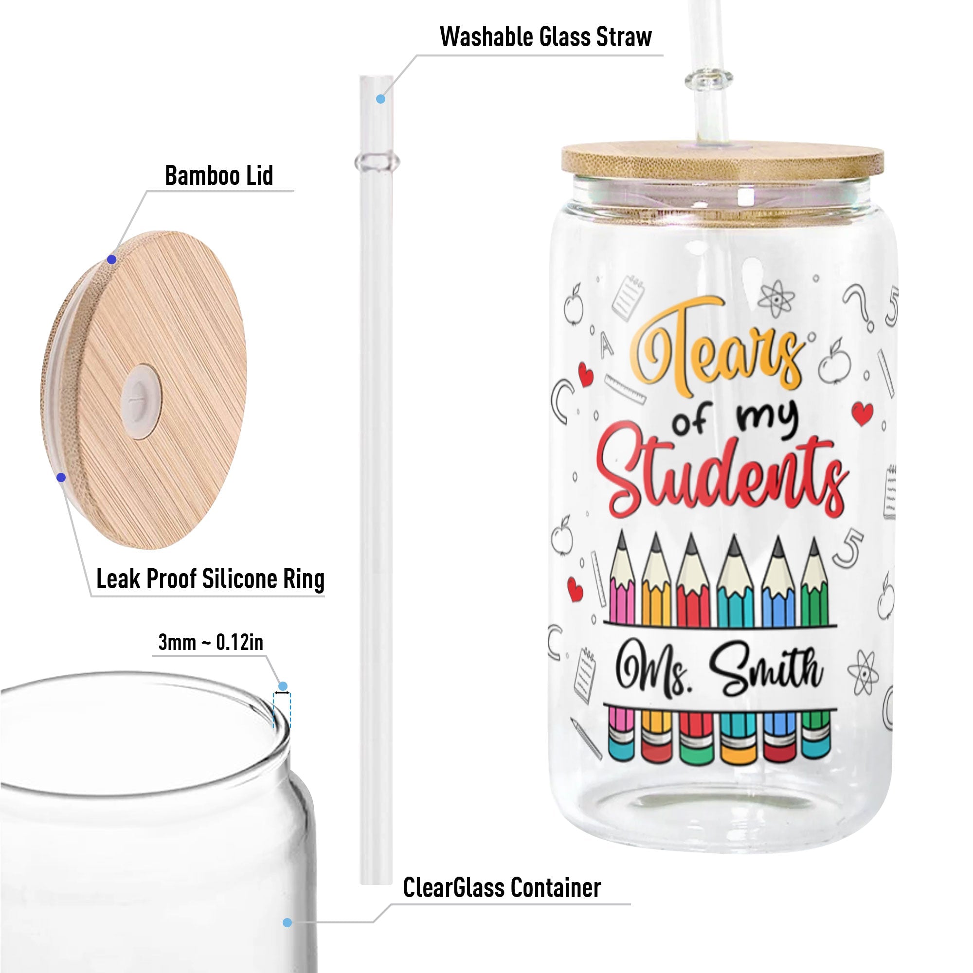 Tears Of My Students - Personalized Clear Glass Cup