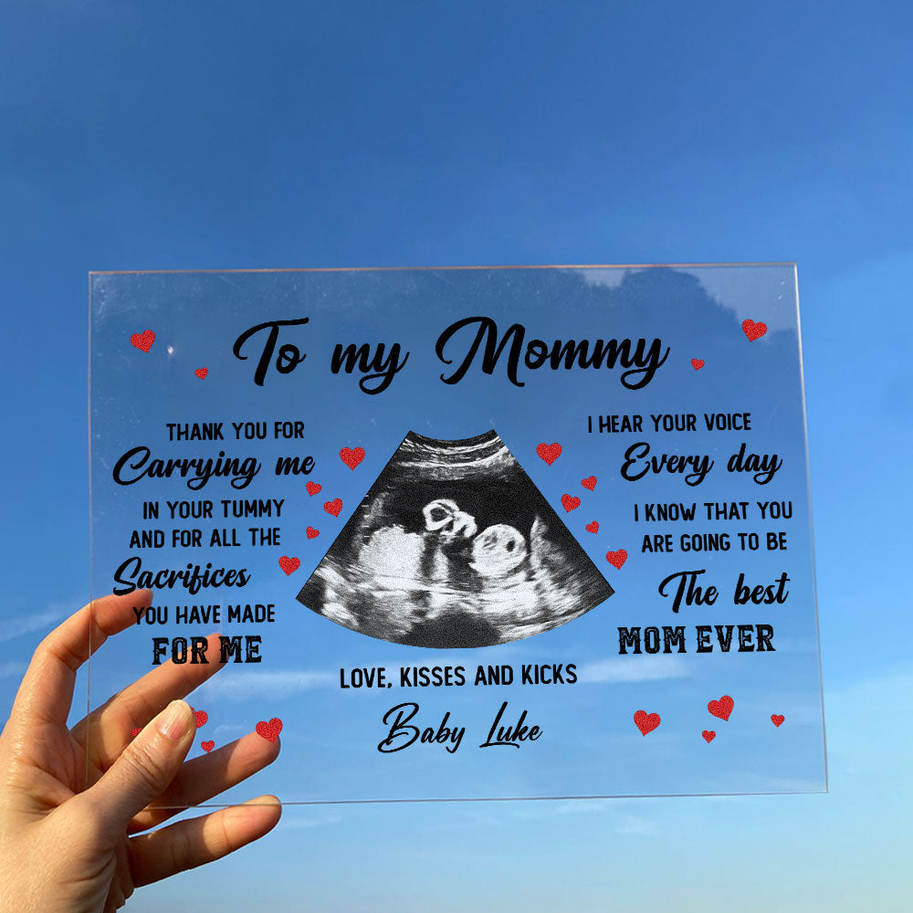 Thank You For Carrying Me In Your Tummy - Personalized Acrylic Photo Plaque