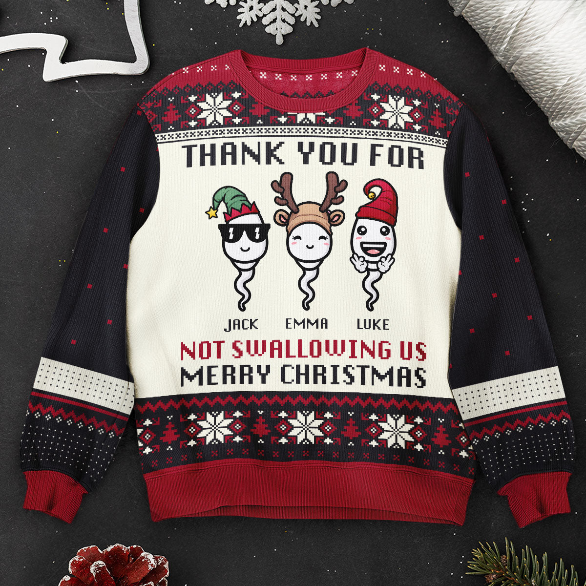 Thank You For Not Swallowing Us - Personalized Ugly Sweater