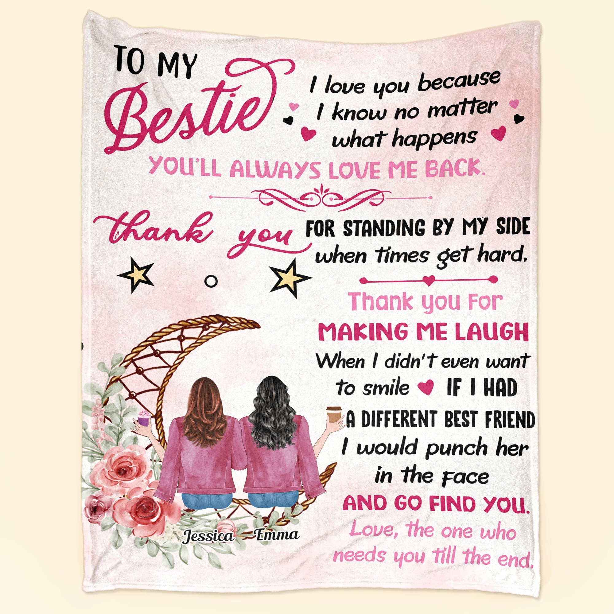 Thank You My Bestie - Personalized Blanket - Birthday Missing Gift For Besties, Best Friends, BFF, Soul Sisters